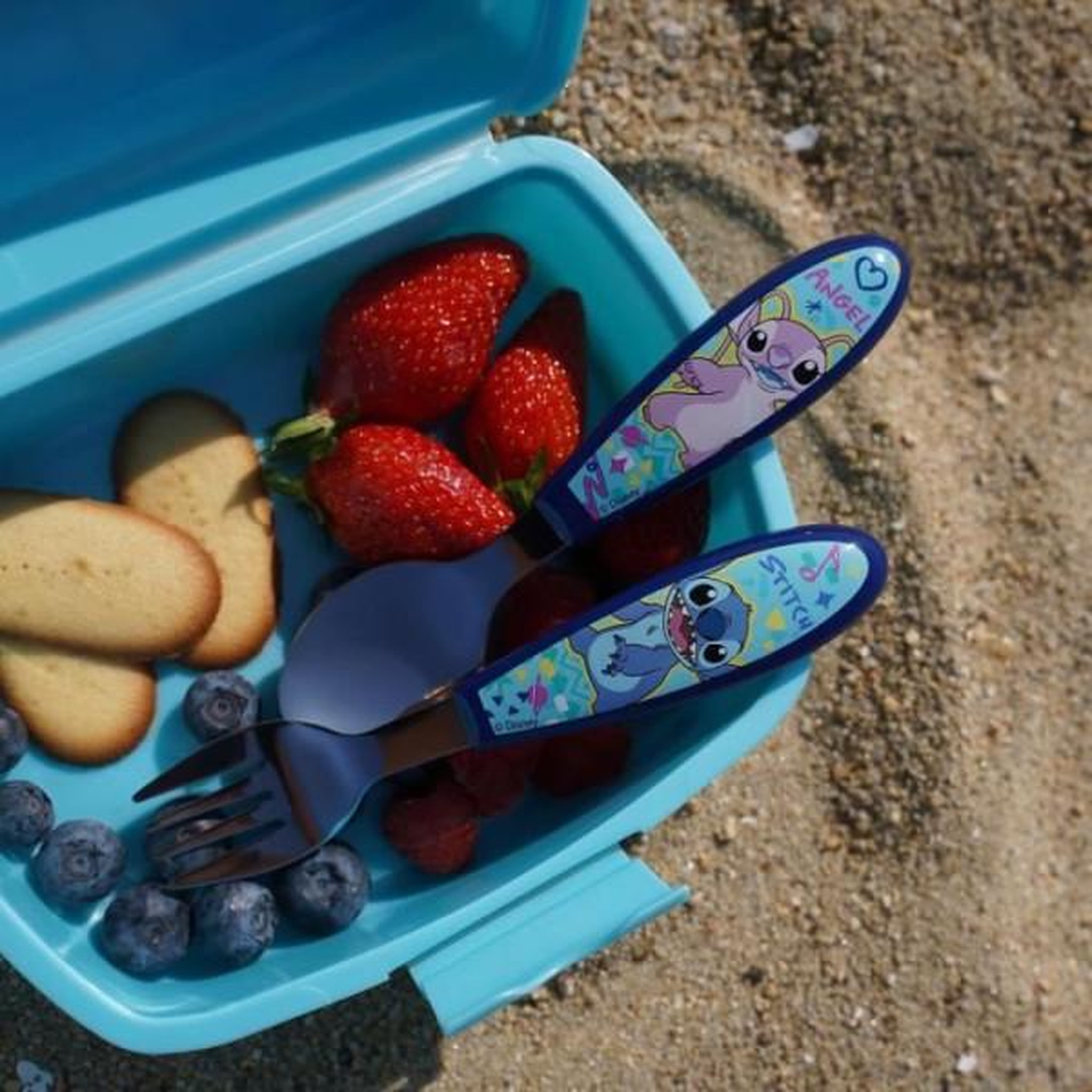 Voir la diapositive 3 : THERMOBABY Set de 2 couverts - thermobaby - lilo & stitch - fourchette + cuillere - inox