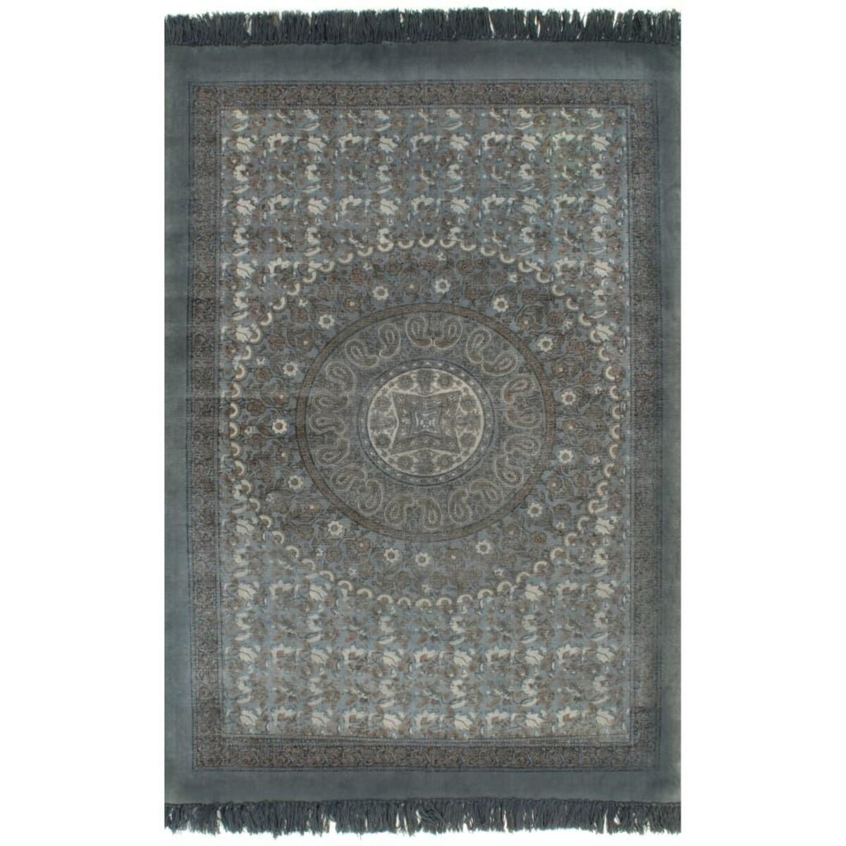 VIDAXL Tapis Kilim Coton 120 x 180 cm avec motif Gris