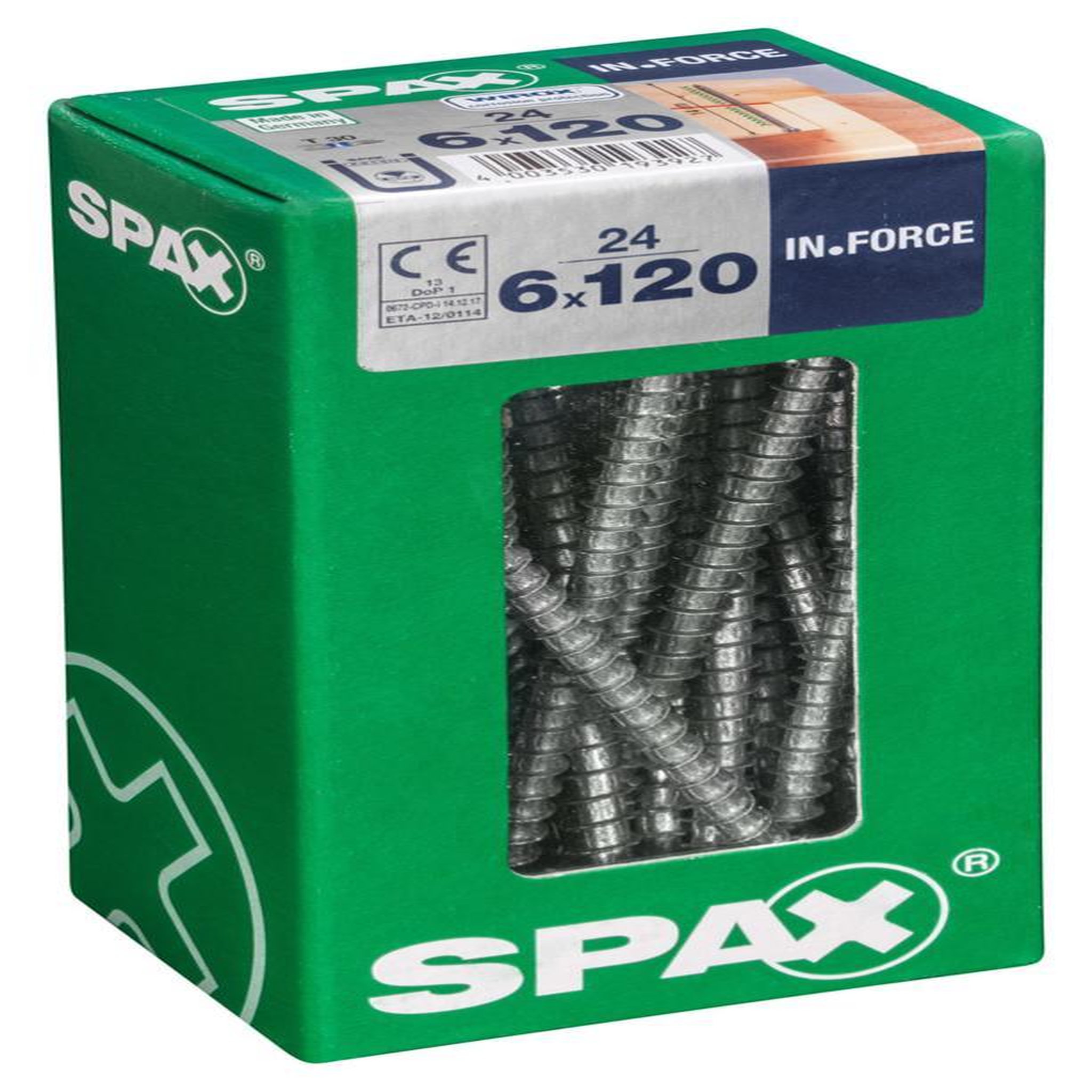 CENTRALE BRICO Lot de 24 vis acier tête cylindrique SPAX, Diam.6 mm x L.120 mm