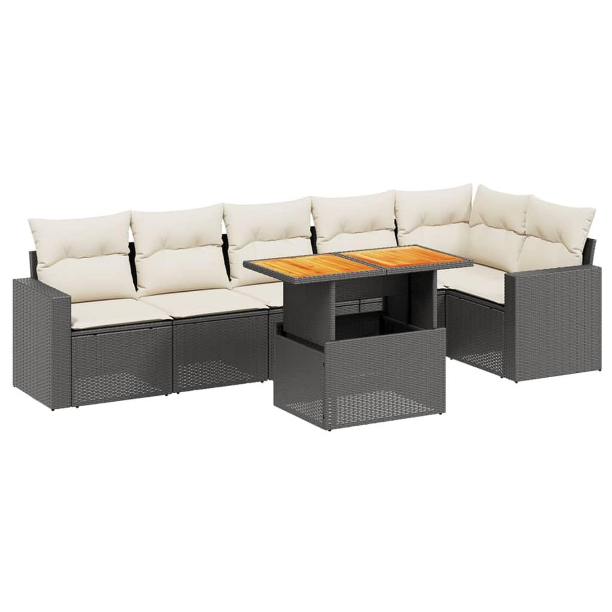 Voir la diapositive 2 : VIDAXL Salon de jardin 7 pcs avec coussins noir resine tressee