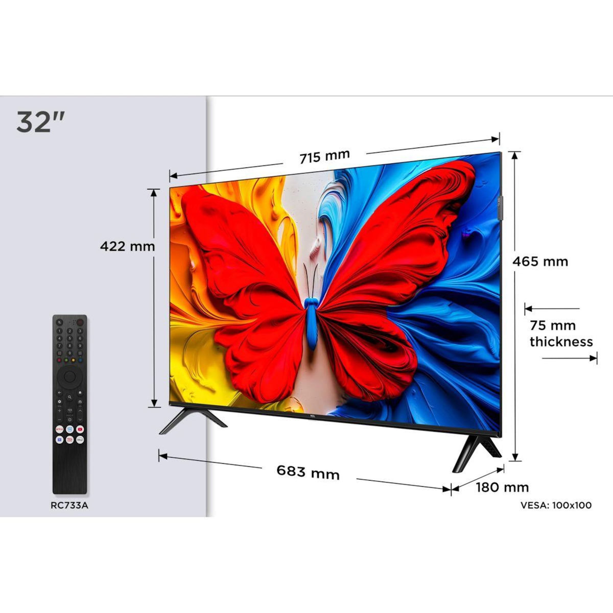 TCL TV QLED 32S59K 2025-32 pouces (80cm)