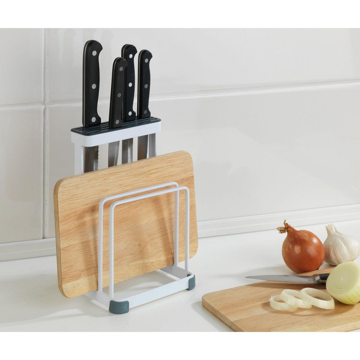 Wenko Porte-couteaux et planche en métal Ulgo - Blanc