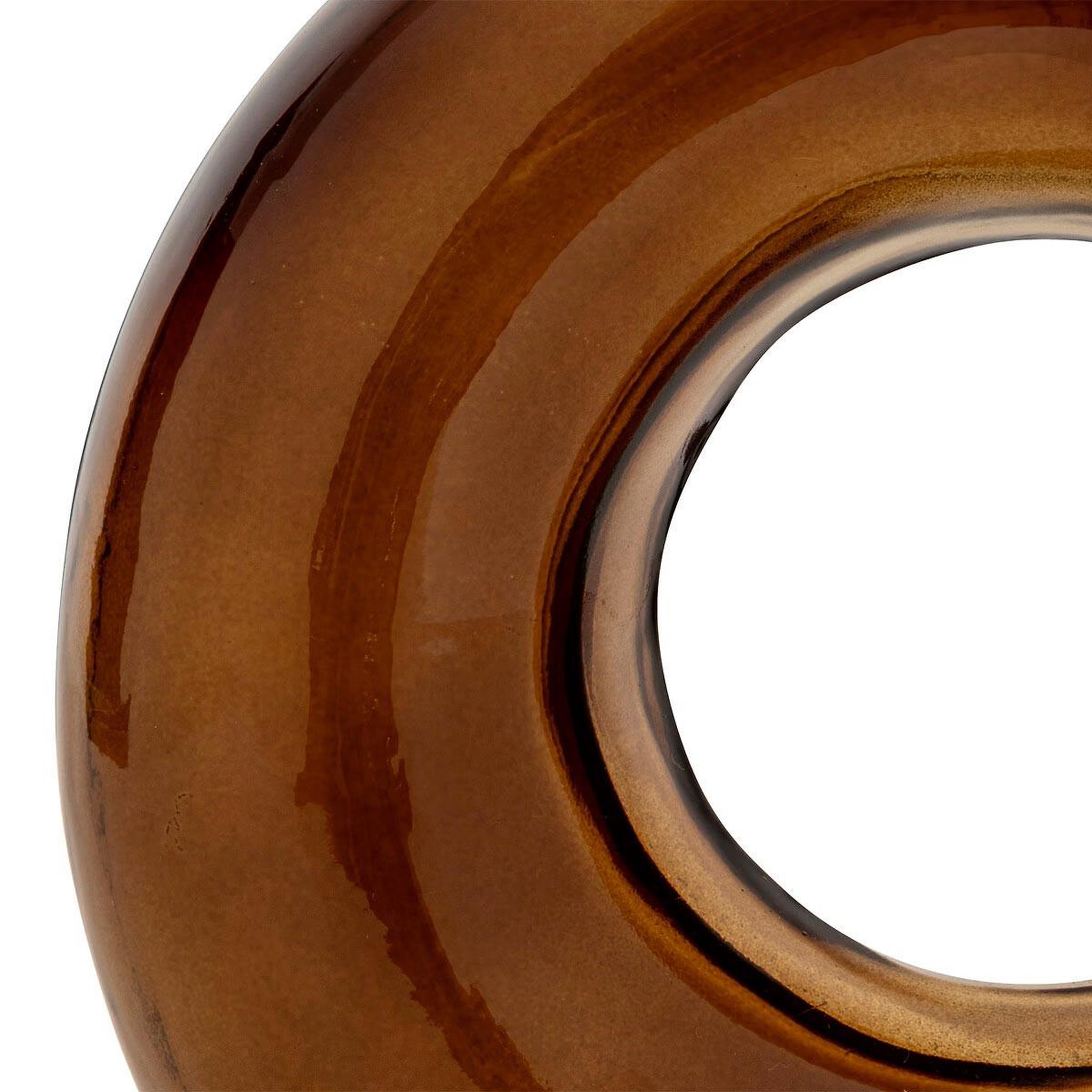 Voir la diapositive 2 : ATMOSPHERA Vase design en verre  circle  20cm ambre