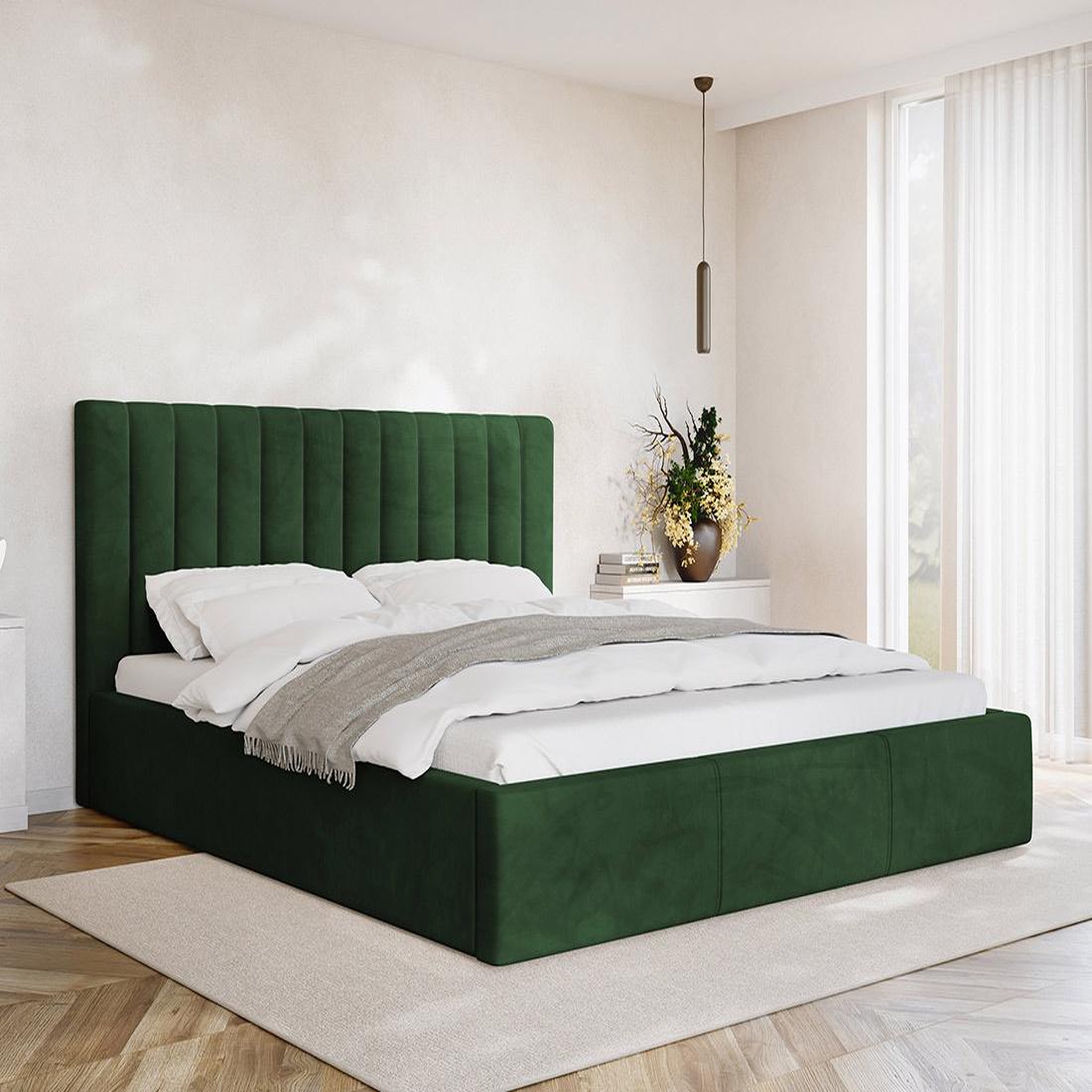 Voir la diapositive 4 : BEST MOBILIER Rosario - lit coffre - 160x200 - sommier inclus - en velours