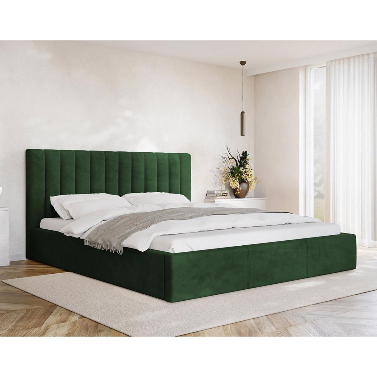 BEST MOBILIER Rosario - lit coffre - 160x200 - sommier inclus - en velours