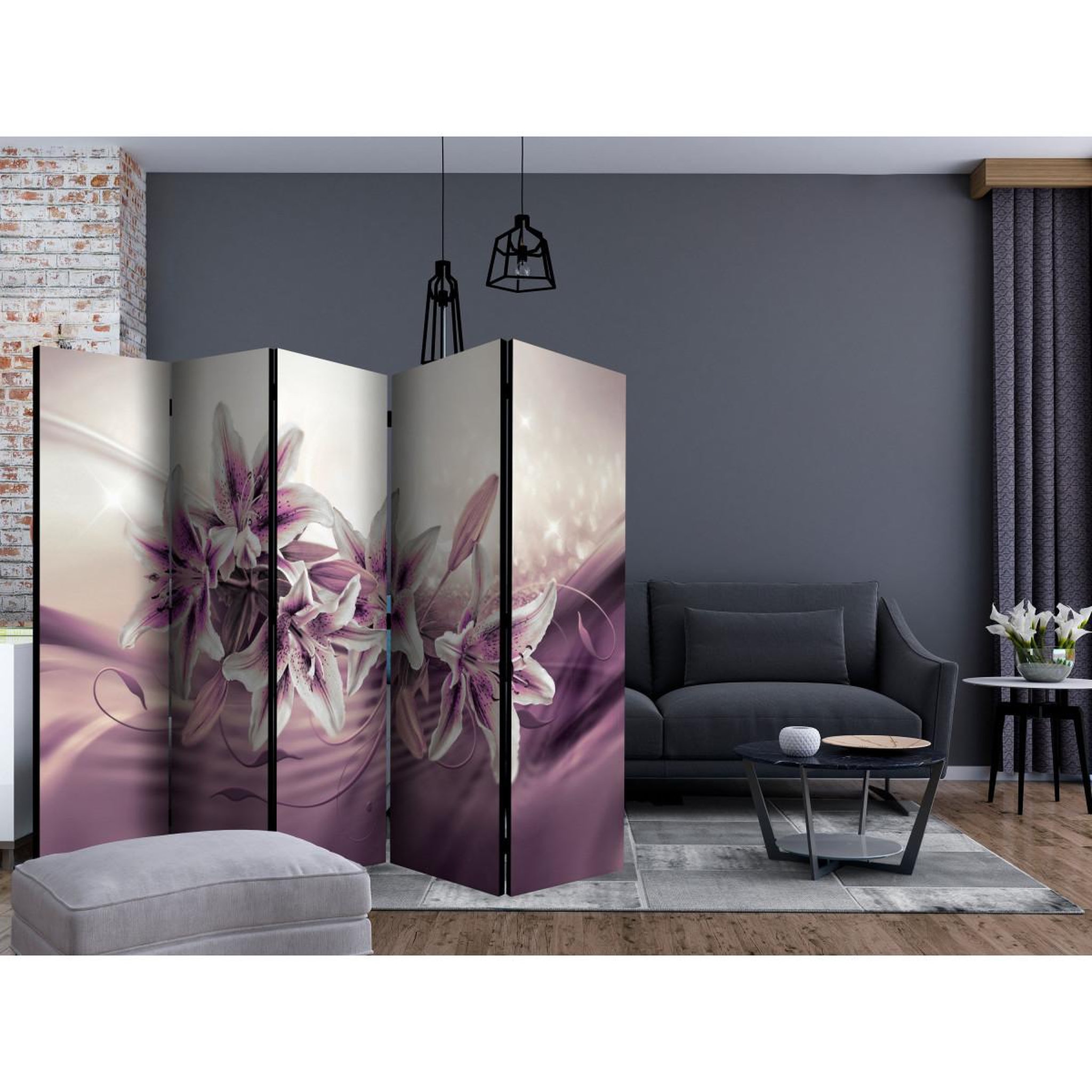 Voir la diapositive 2 : Paris Prix Paravent 5 volets  purple secrecy  172x225cm