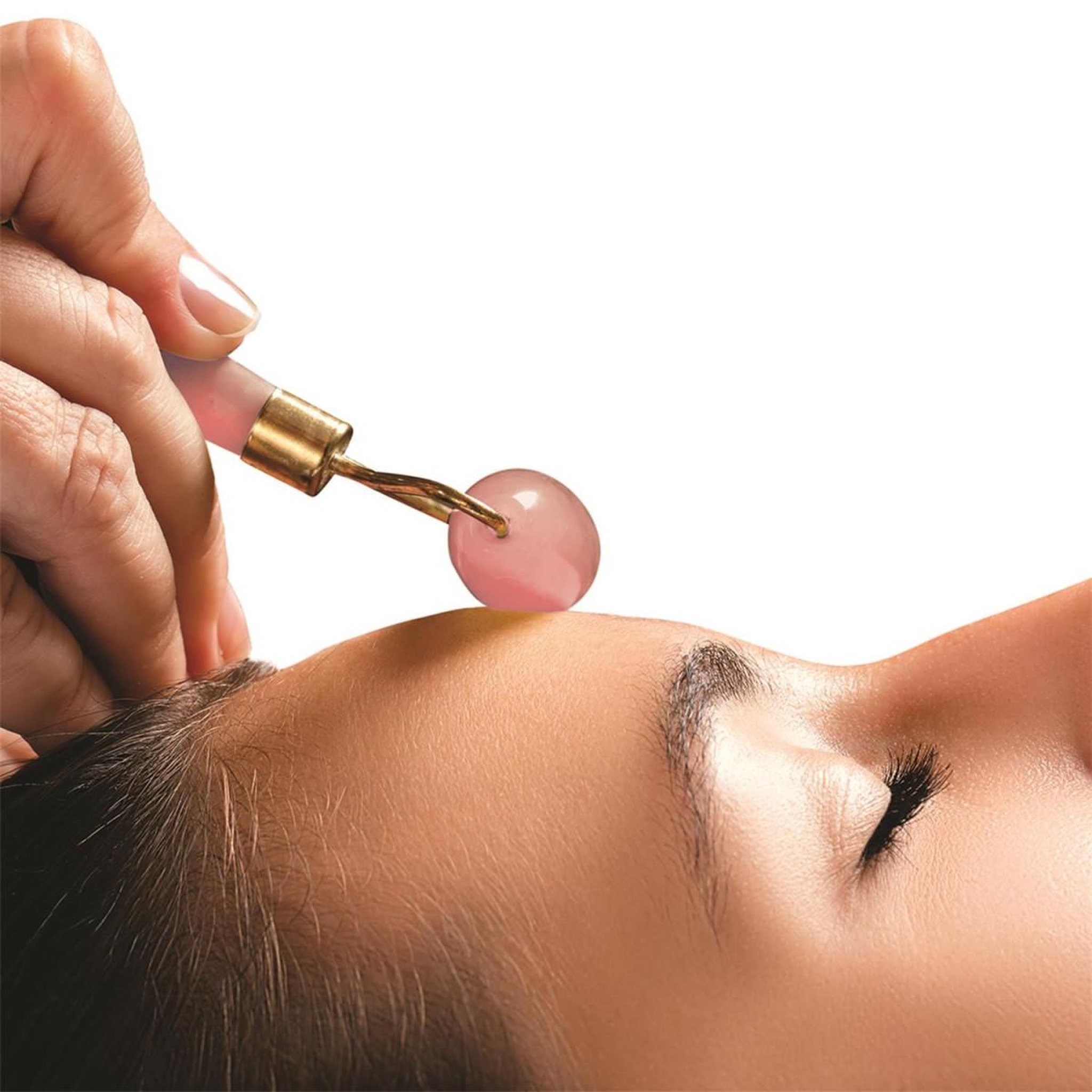 Voir la diapositive 3 : Cosmetic Club Rouleau de massage quartz  jade  14cm rose