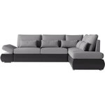 LOUNGITUDE Canapé d'angle réversible convertible SEVARA 4 places - PU et tissu Gris - Coffre de rangement - L267 x P200 x H90 cm