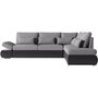 Voir la diapositive 1 : LOUNGITUDE Canapé d'angle réversible convertible SEVARA 4 places - PU et tissu Gris - Coffre de rangement - L267 x P200 x H90 cm