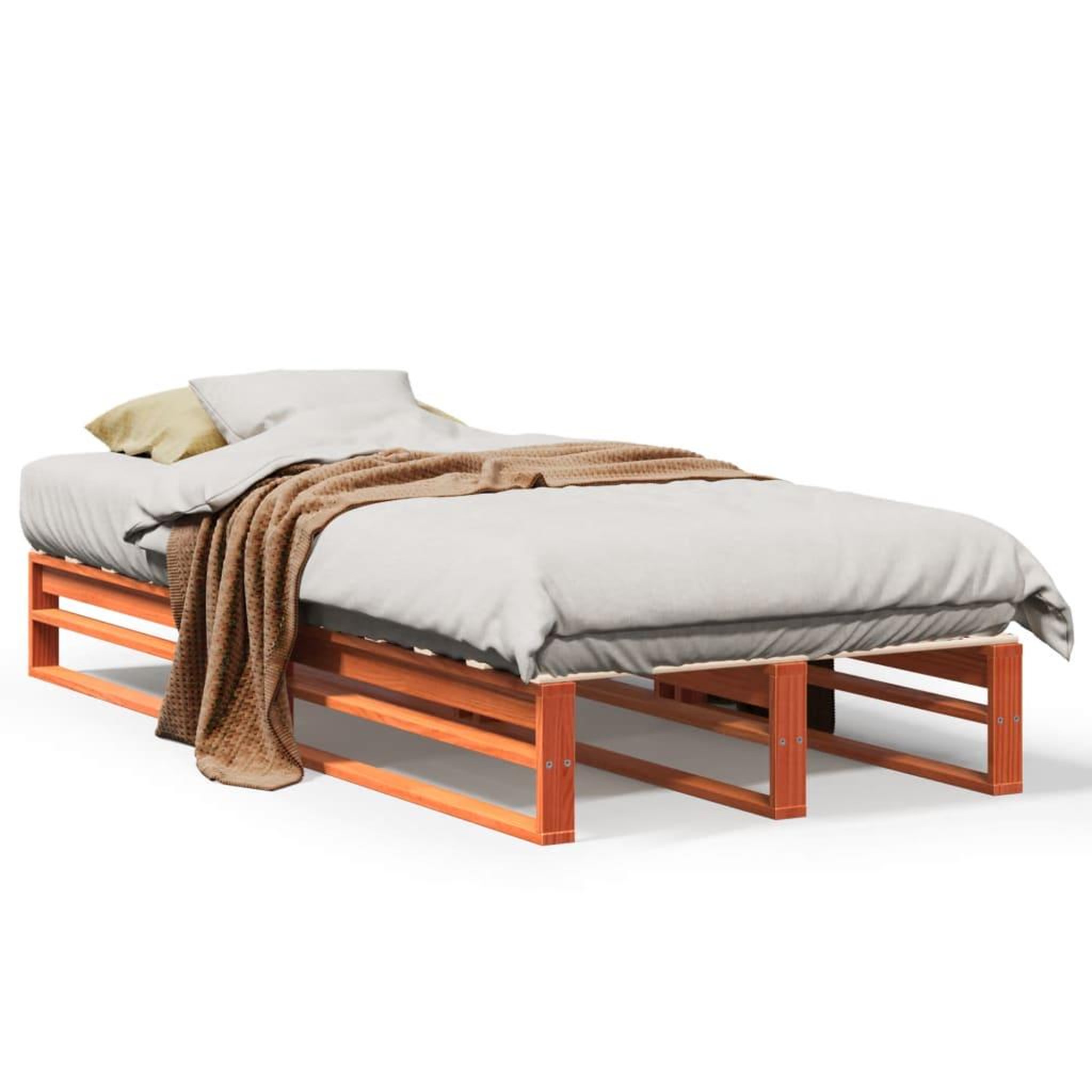Voir la diapositive 2 : VIDAXL Cadre de lit sans matelas cire marron 90x200 cm bois pin massif