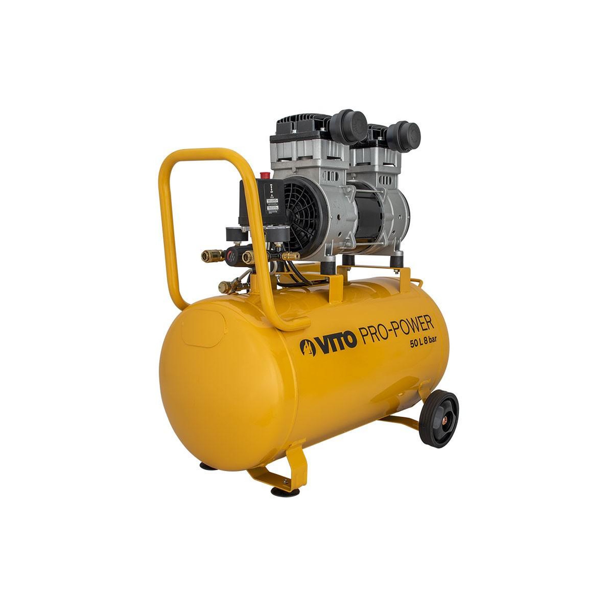 Voir la diapositive 2 : VITO Pro-Power Compresseur d'air Silencieux 50 Litres 1.5 CV 1100W 8 bar VITO