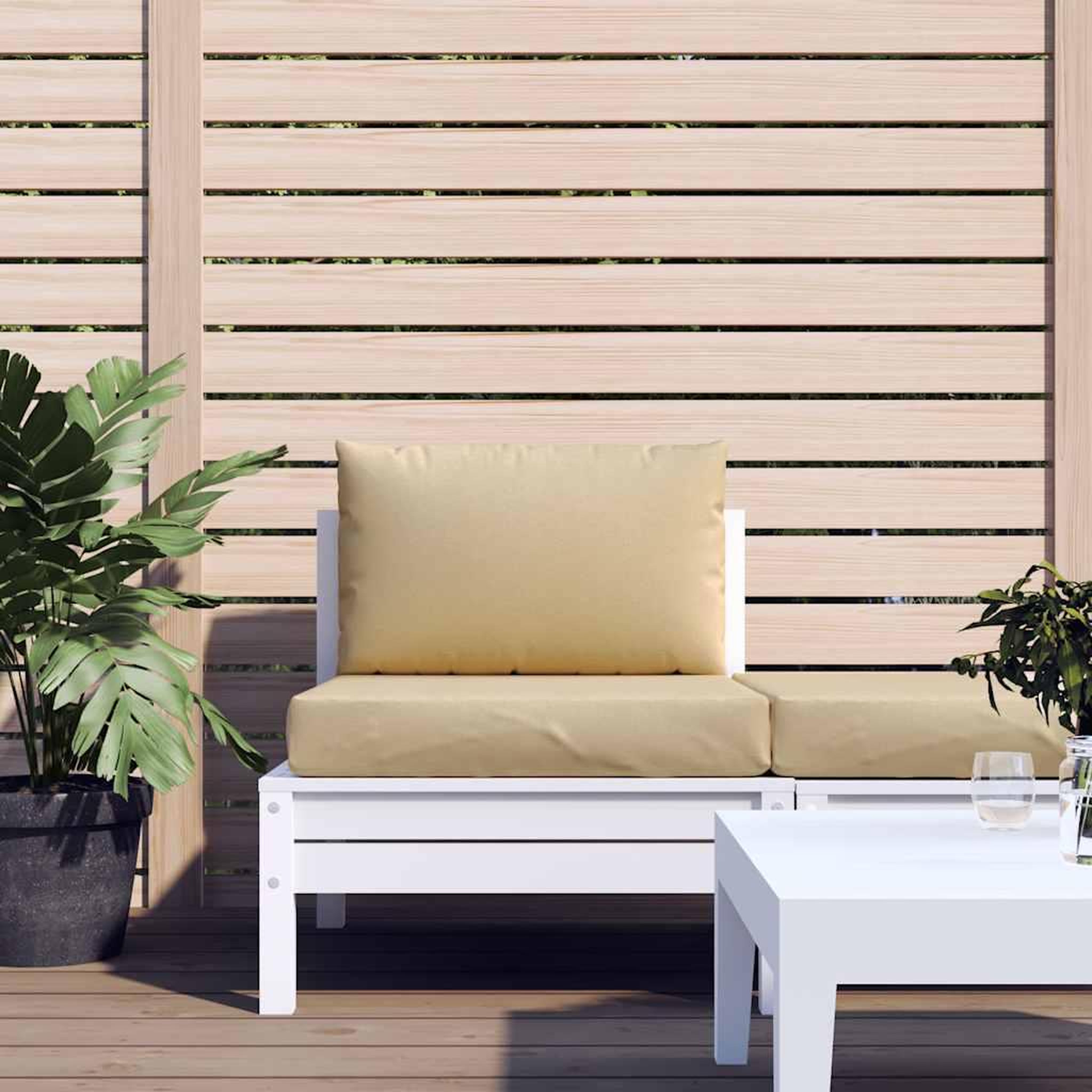 Voir la diapositive 3 : VIDAXL Coussins de palette lot de 2 beige melange tissu