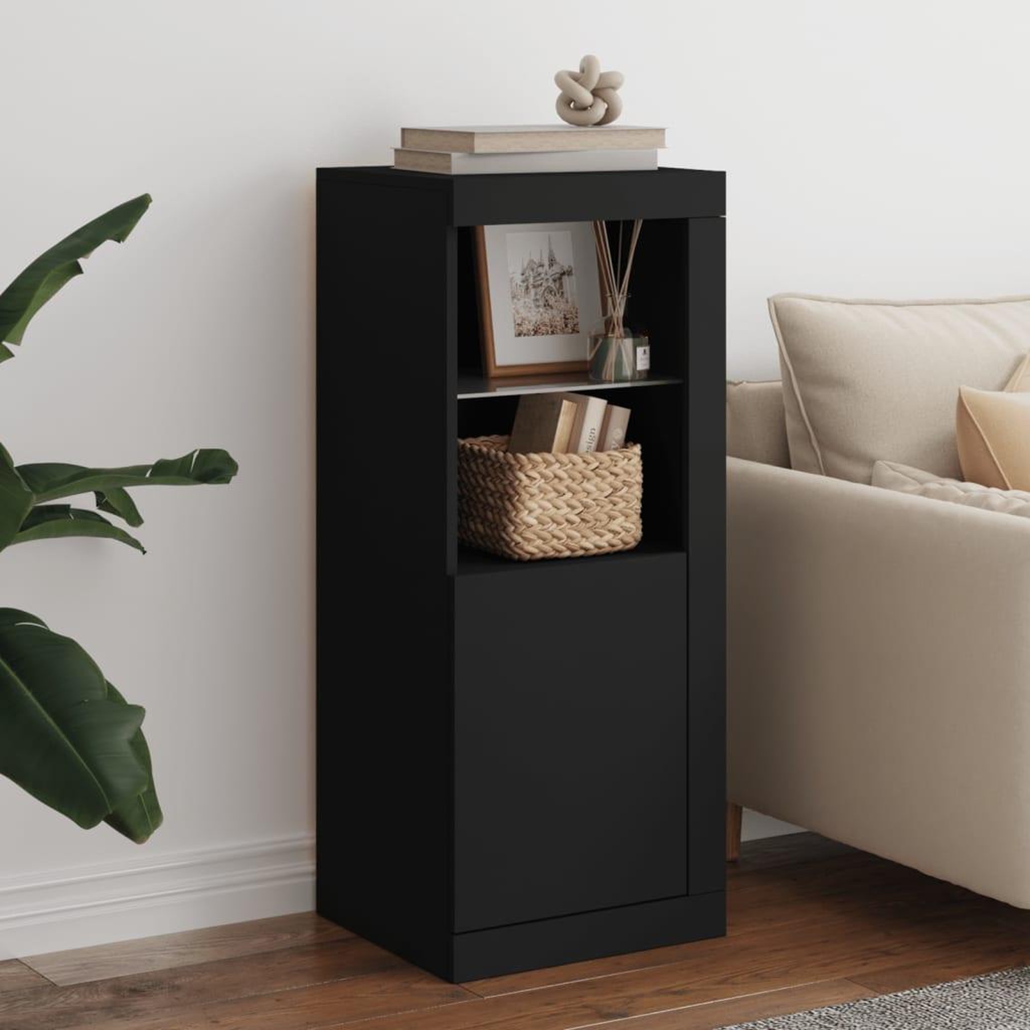 VIDAXL Buffet avec lumieres LED noir 41x37x100 cm
