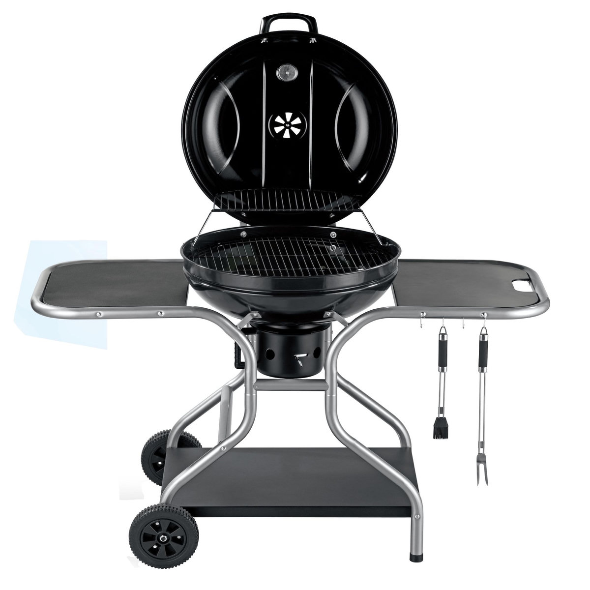 CONCEPT USINE Barbecue bois ou charbon avec couvercle et 3 servantes AUSTIN