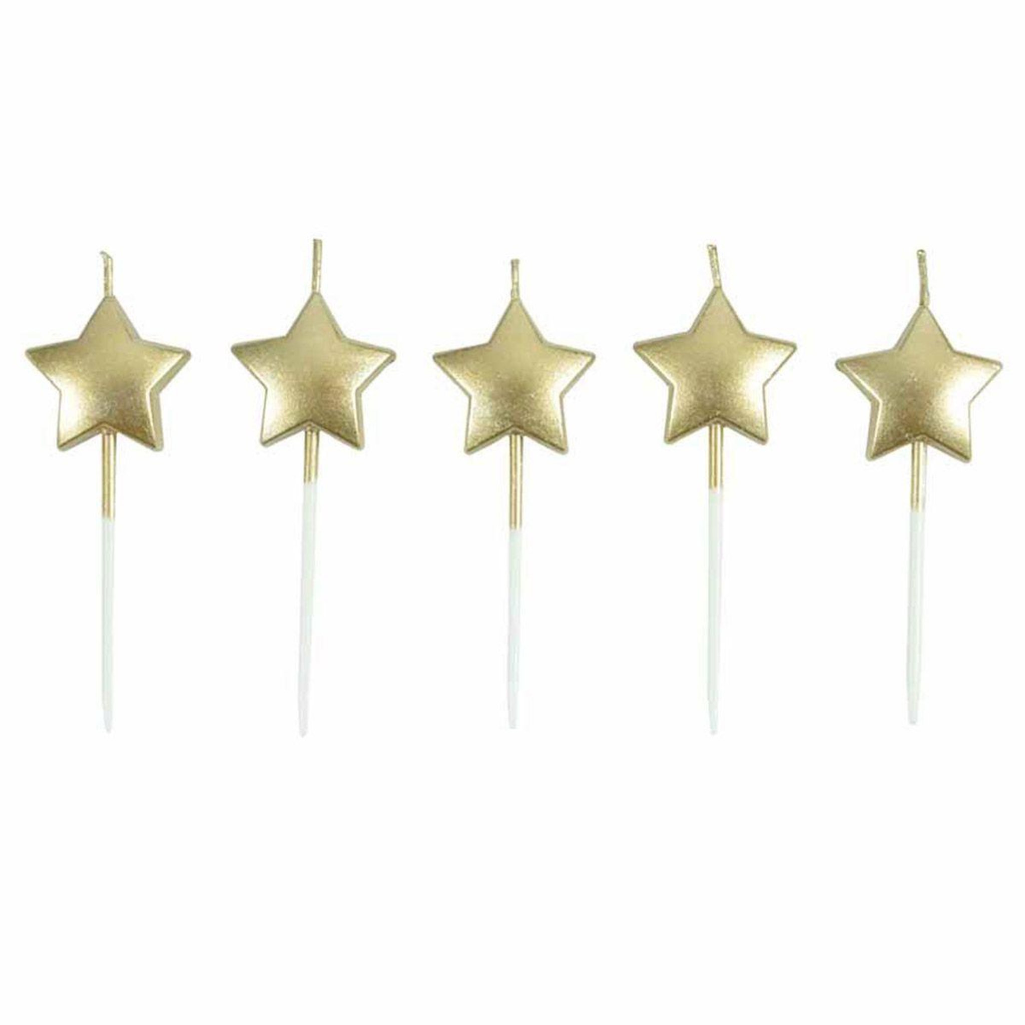 Voir la diapositive 1 : RIRE & CONFETTI Lot de 5 Bougies 3D  Étoile  7cm Or