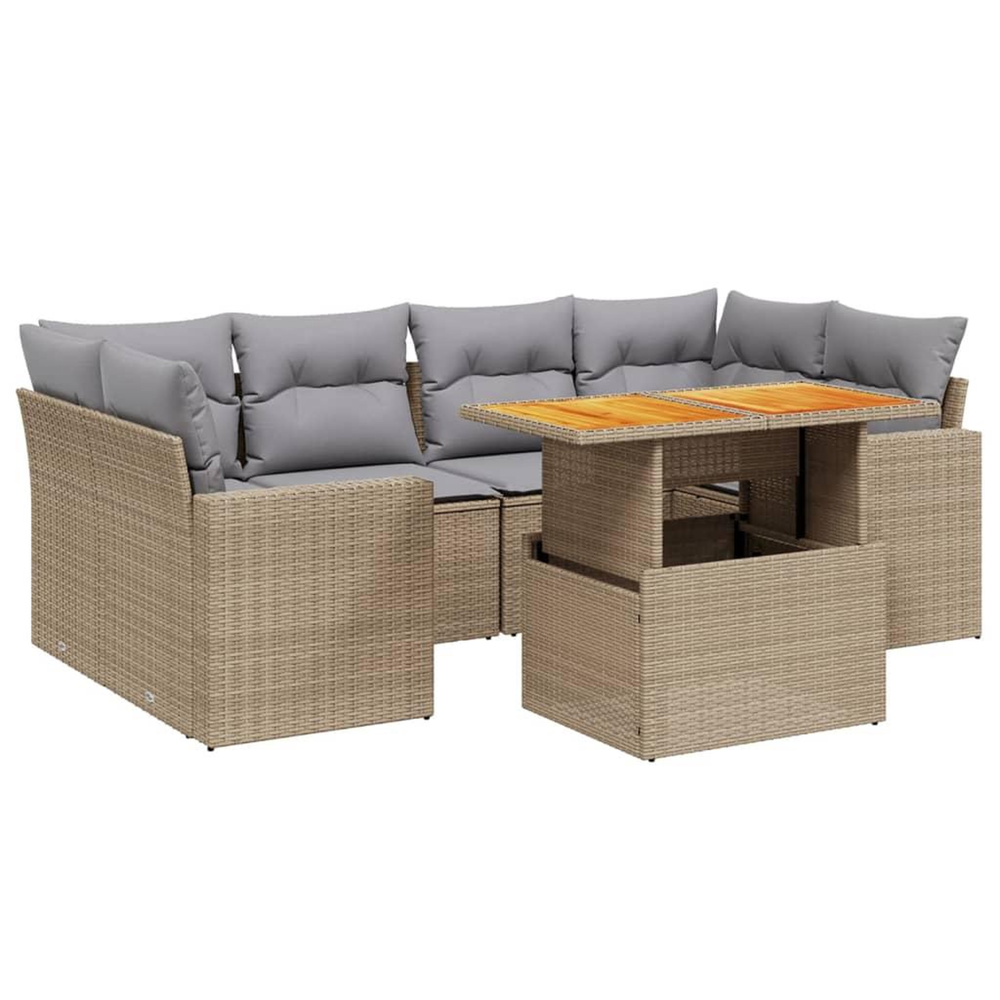 Voir la diapositive 2 : VIDAXL Salon de jardin avec coussins 7 pcs beige resine tressee