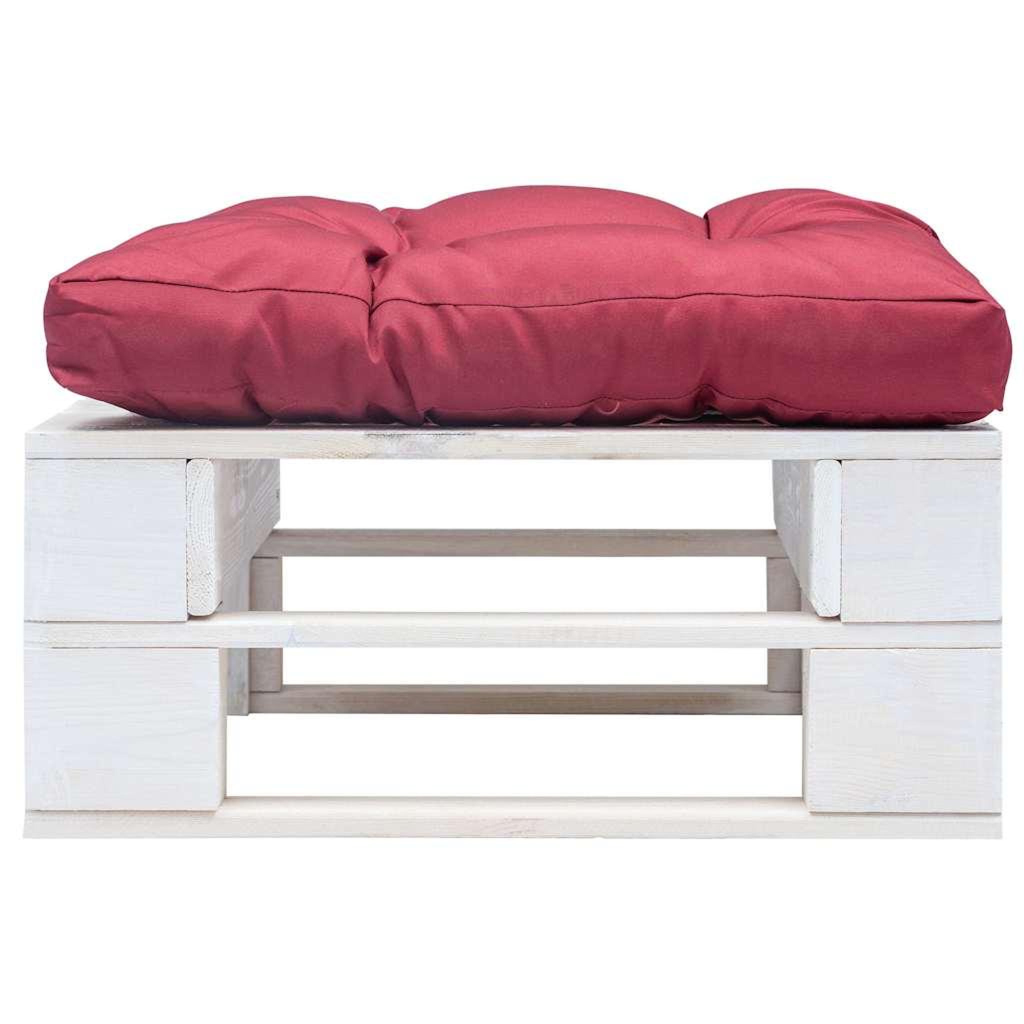Voir la diapositive 2 : VIDAXL Repose-pied palette de jardin avec coussin rouge blanc bois