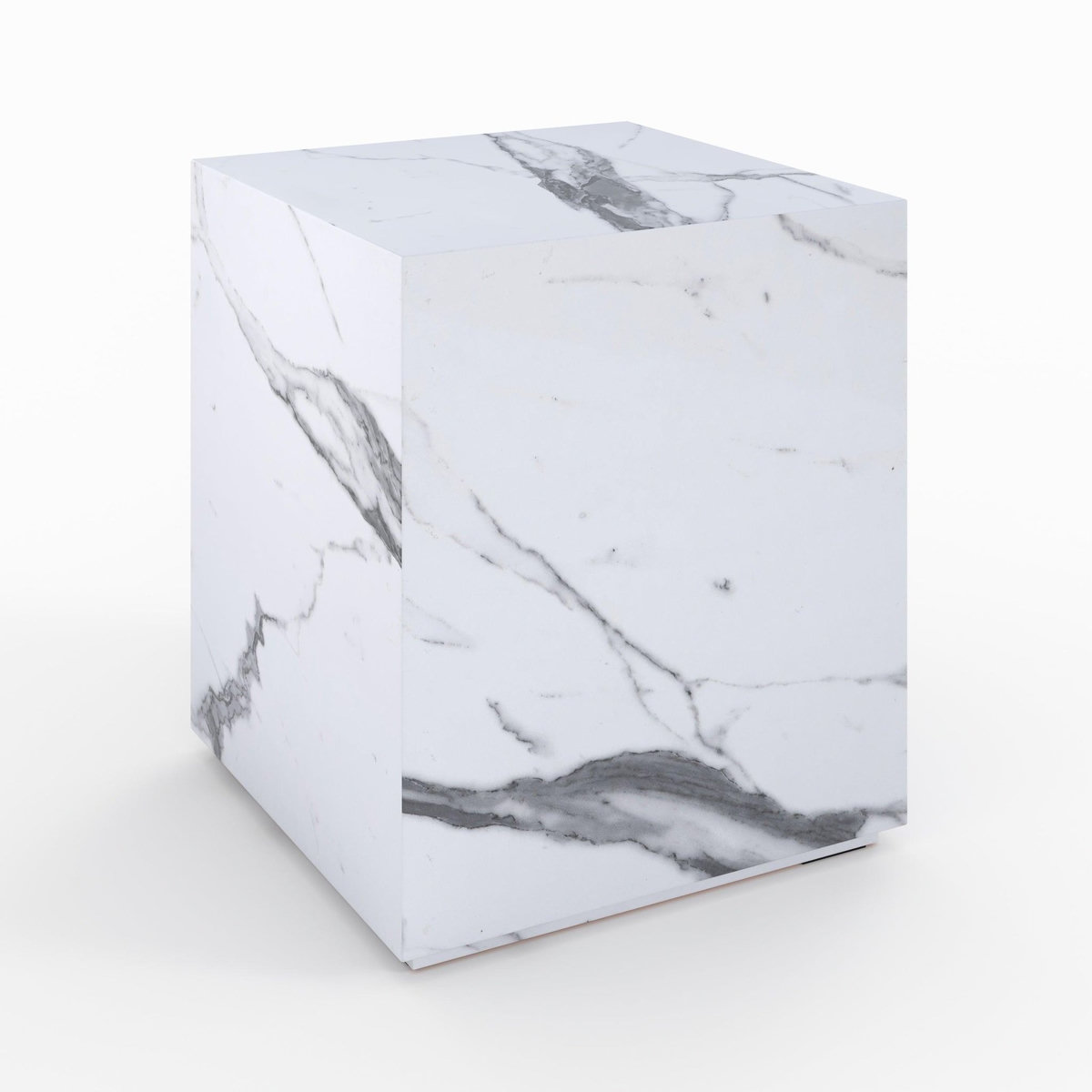 Rendez vous déco Table d'appoint effet marbre blanche - Lison