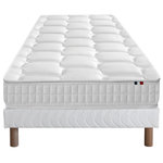IDLITERIE Ensemble literie : matelas à ressorts ODYSSEE et mémoire de forme avec sommier - Qualité française. Coloris disponibles : Vert, Blanc, Gris, Bleu