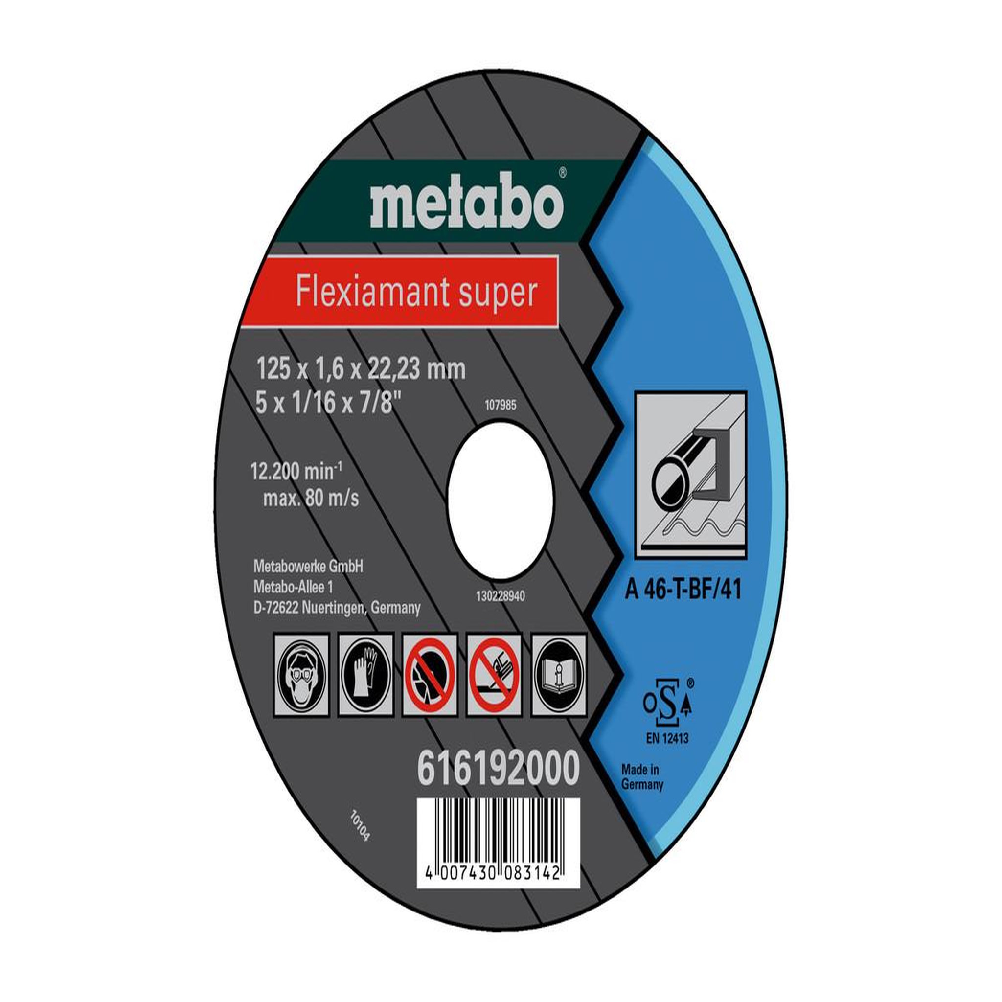 METABO SAS Meules de tronçonnage Flexiamant super 125x1,6x22,2 acier