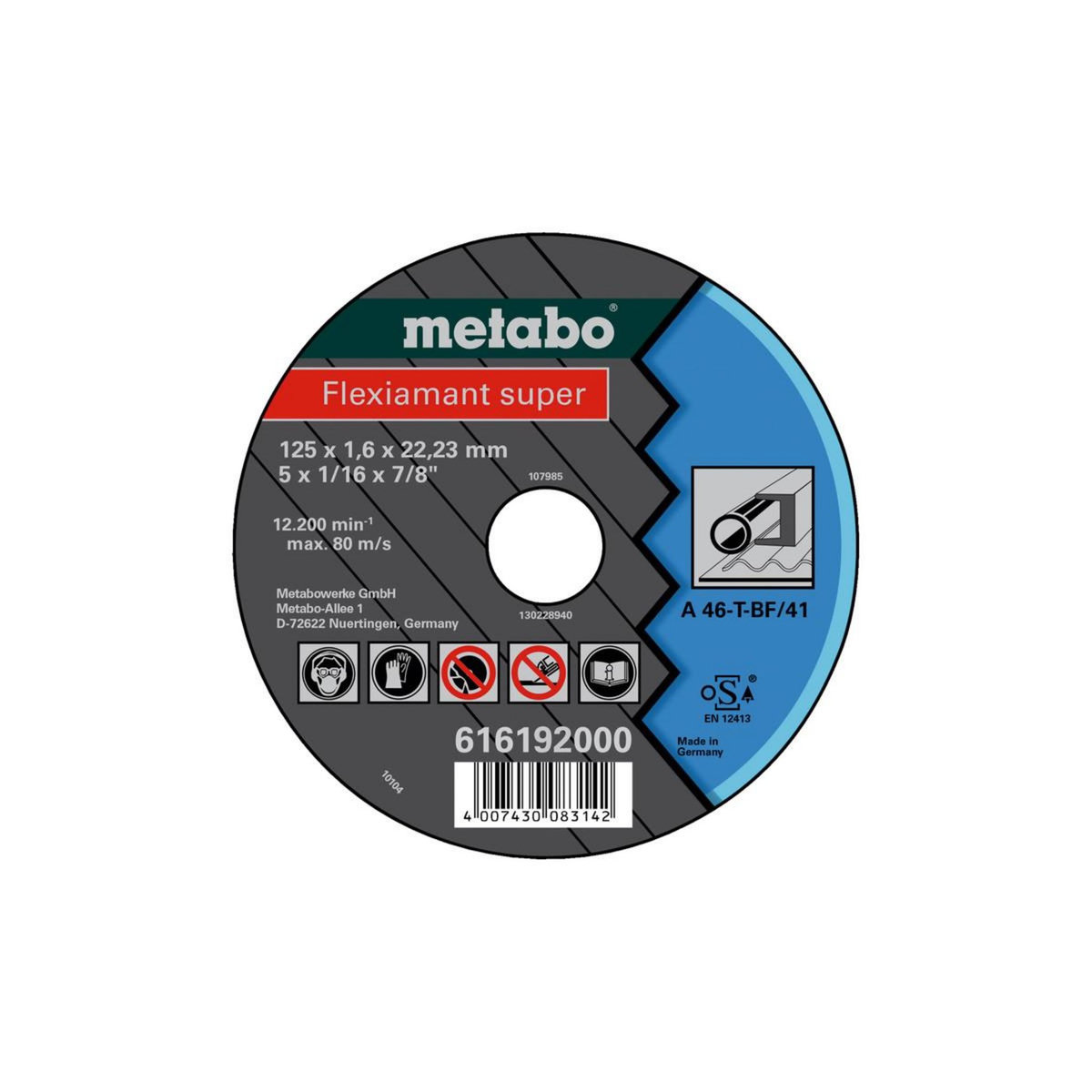 METABO SAS Meules de tronçonnage Flexiamant super 125x1,6x22,2 acier
