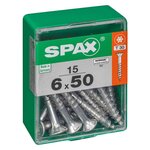 CENTRALE BRICO Lot de 15 vis acier tête autofraisée plate SPAX, Diam.6 mm x L.50 mm