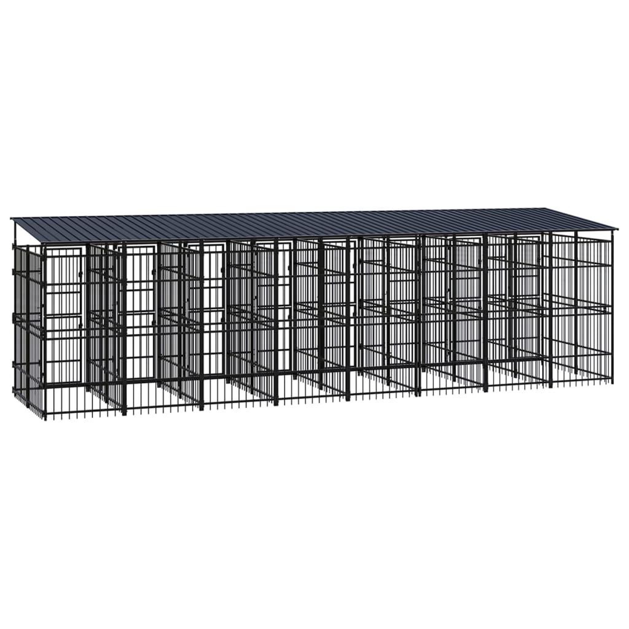 Voir la diapositive 4 : VIDAXL Chenil d'exterieur avec toit pour chiens Acier 14,75 m²