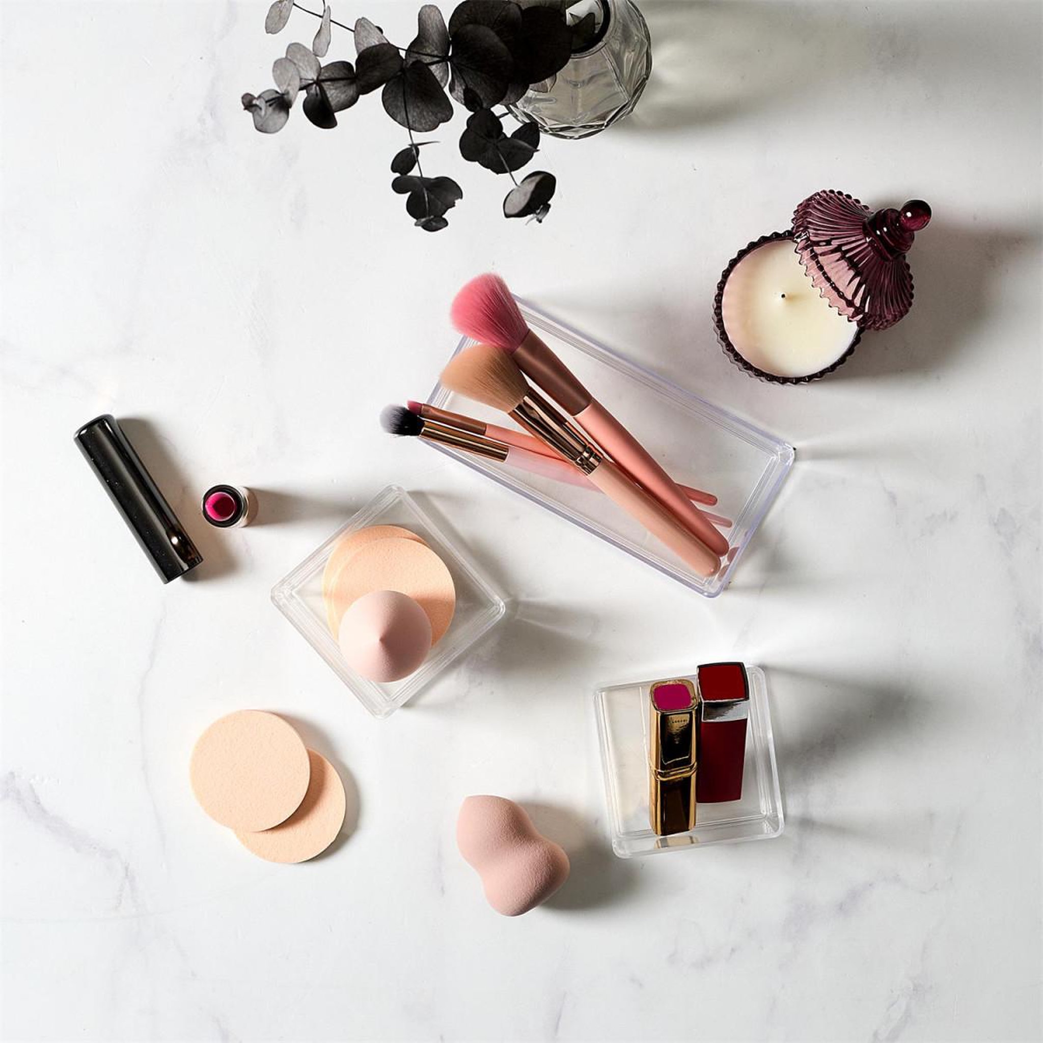 Voir la diapositive 3 : Cosmetic Club Lot de 3 organisateurs de tiroir  cosmétique  15cm transparent