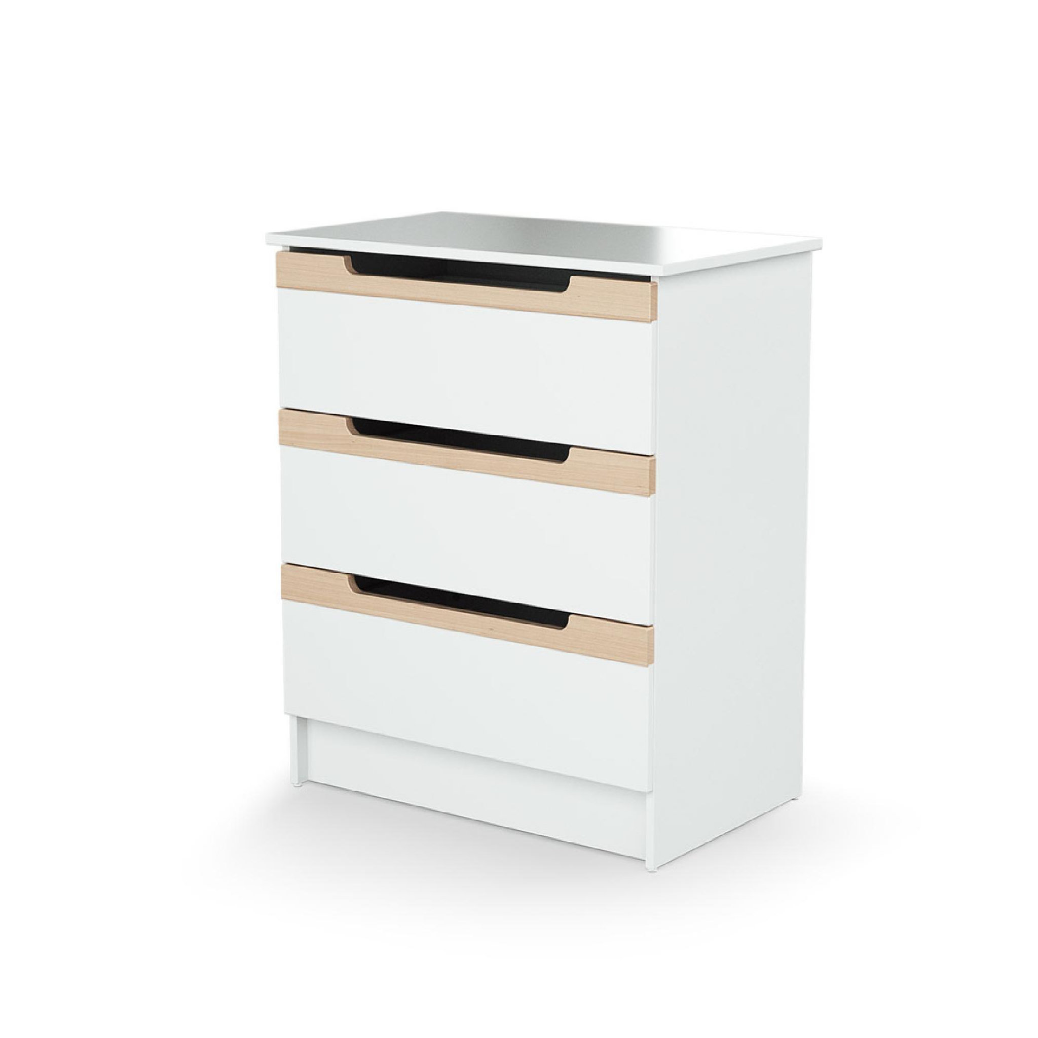 Voir la diapositive 4 : JURABABY Commode à langer 3 tiroirs en bois carrousel blanc et hêtre verni