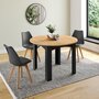 Voir la diapositive 4 : ID MARKET Table à manger extensible ronde DONA 4-8 personnes noire plateau façon hêtre 110-150 cm