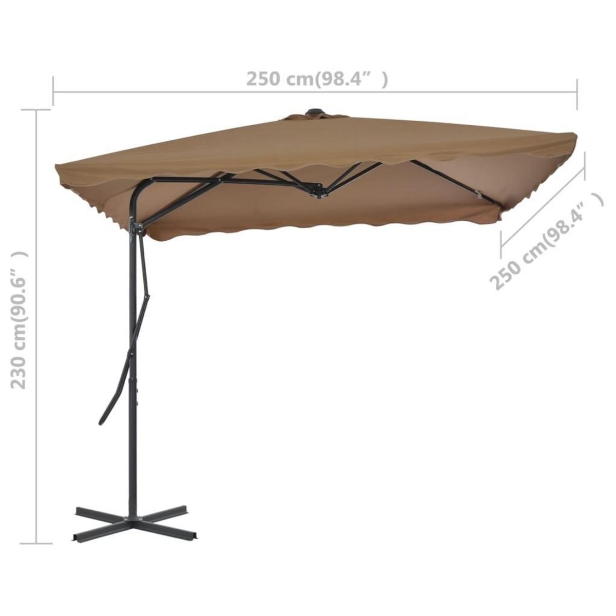 VIDAXL Parasol d'exterieur avec poteau en acier 250 x 250 cm Taupe