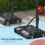 Voir la diapositive 4 : HOMCOM Panier de basket sur pied hauteur réglable 2,35-3,05 m - roulettes, base de lestage - acier PE noir
