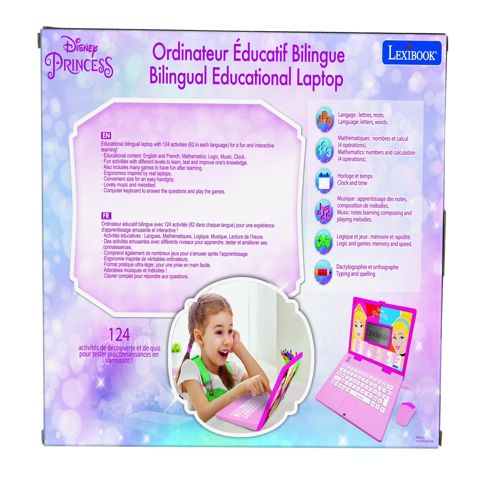 Voir la diapositive 4 : Lexibook Ordinateur portable éducatif bilingue Disney Princesse (FR/EN)