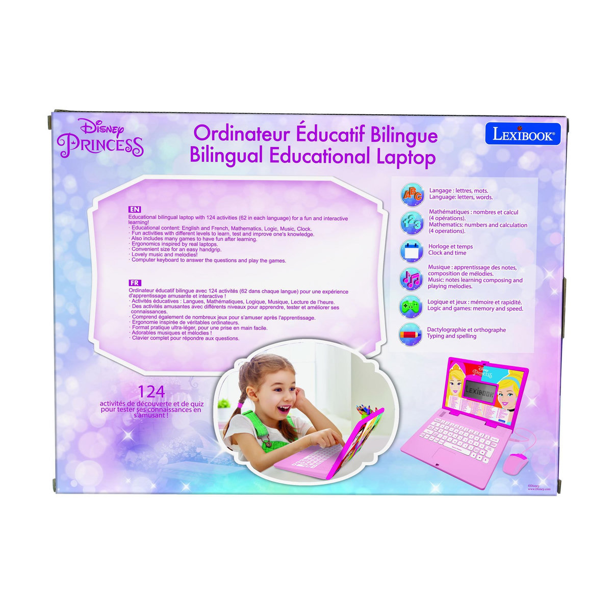 Lexibook Ordinateur portable éducatif bilingue Disney Princesse (FR/EN)