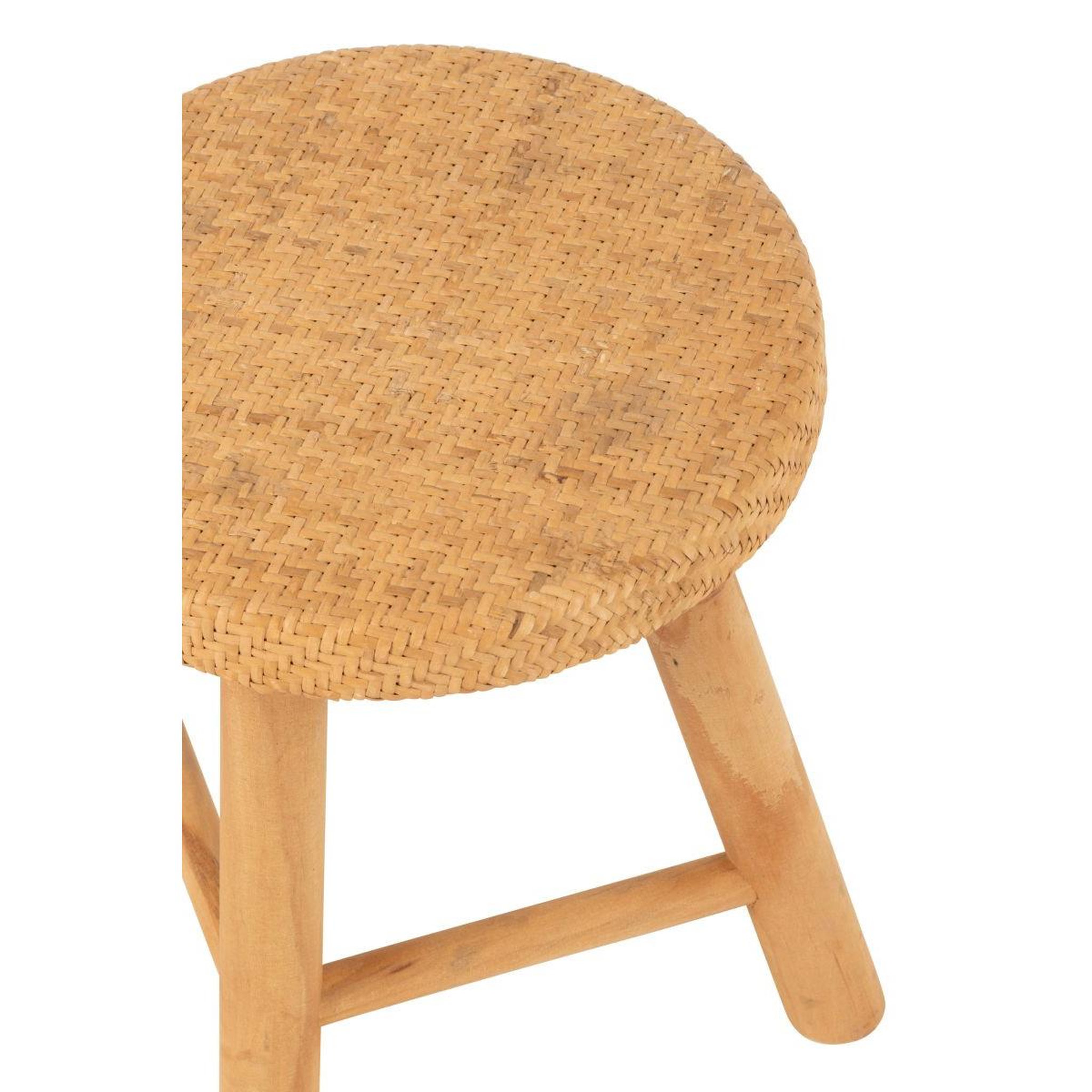 Voir la diapositive 3 : J-LINE Tabouret rond cannage en rotin  malinda  29cm naturel