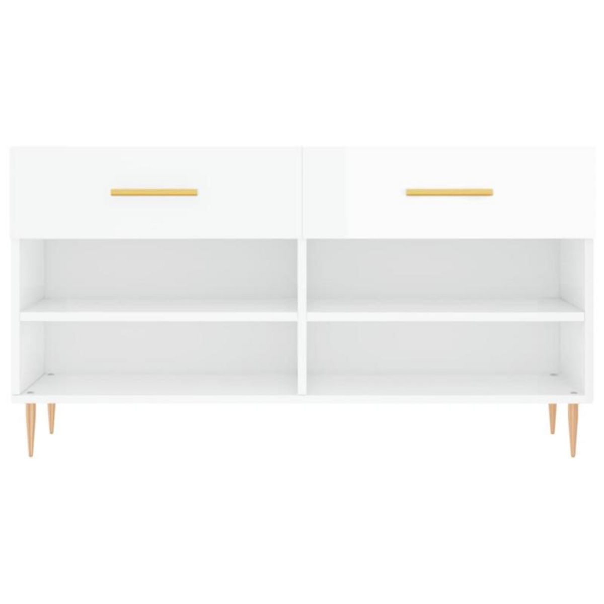 VIDAXL Banc à chaussures blanc brillant 102x35x55 cm bois d ingénierie