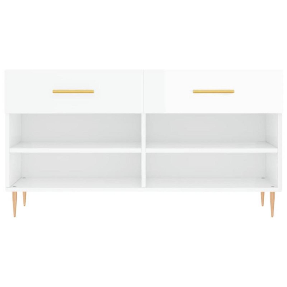 VIDAXL Banc à chaussures blanc brillant 102x35x55 cm bois d ingénierie