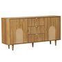 Voir la diapositive 2 : LISA DESIGN Milazzo - buffet bas - bois plaqué chêne et cannage - 160 cm