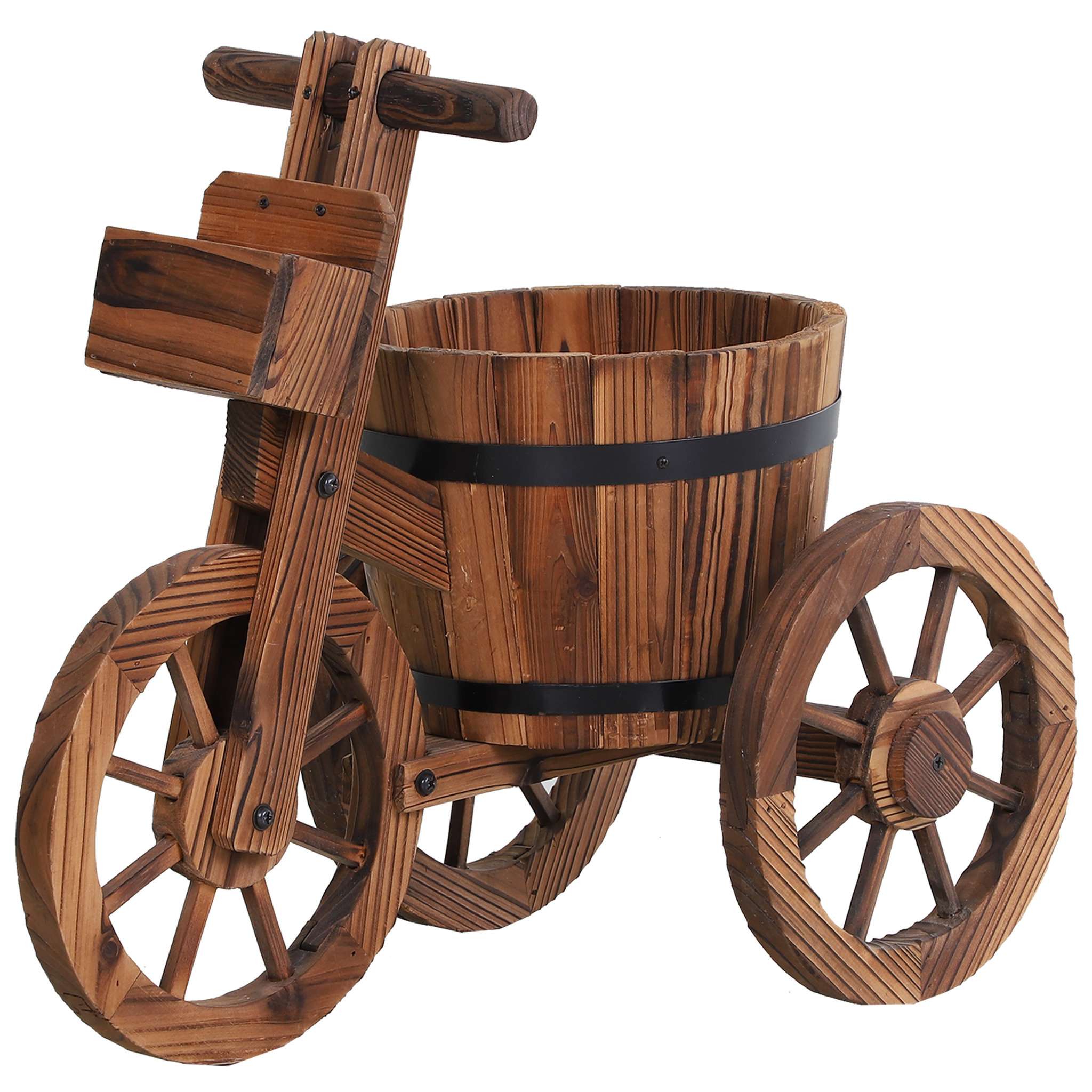 Voir la diapositive 1 : OUTSUNNY Porte plante tricycle - étagère de pots de fleurs - jardinière dim. 52L x 31l x 45H cm - bois de sapin