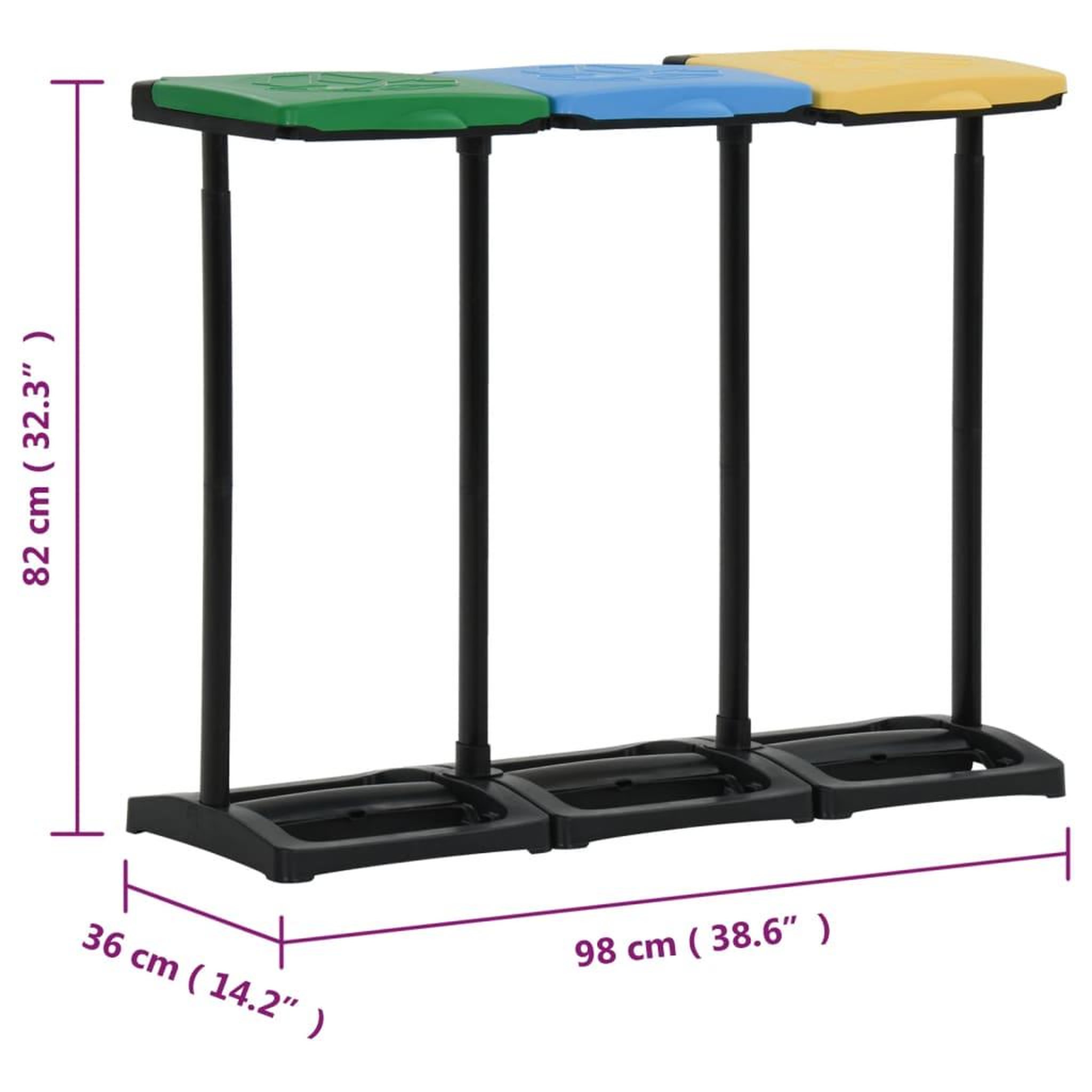 Voir la diapositive 6 : VIDAXL Supports avec couvercle pour sacs poubelle 240-330 L PP