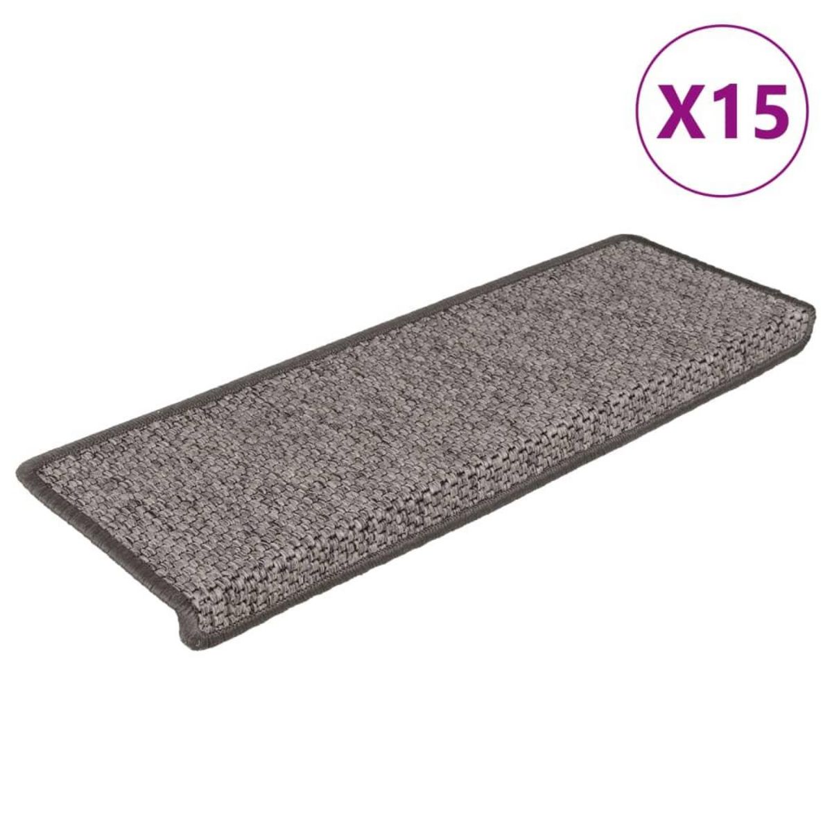 VIDAXL Tapis d'escalier autocollants 15 pcs 65x21x4 cm Gris et beige
