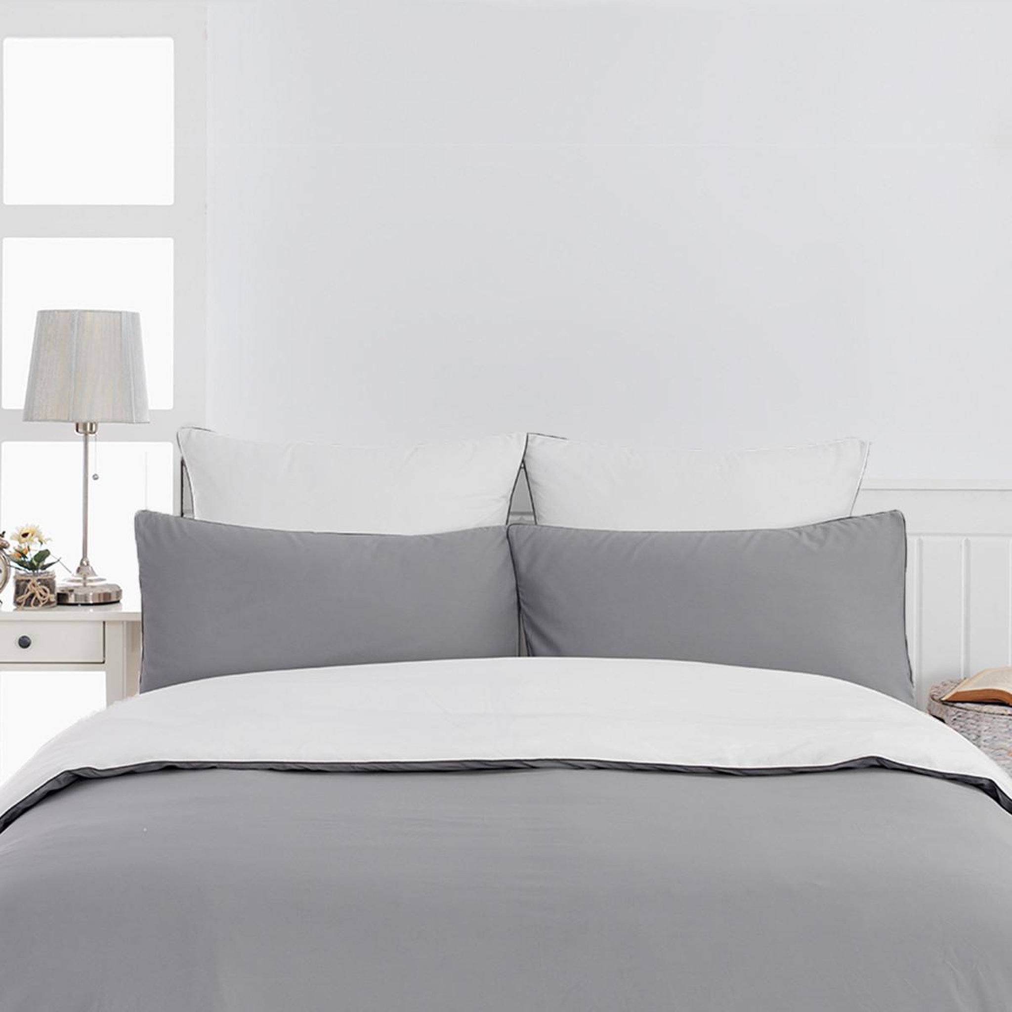 Voir la diapositive 2 : Sensei Maison Housse de couette bicolore en percale coton DOZMARY
