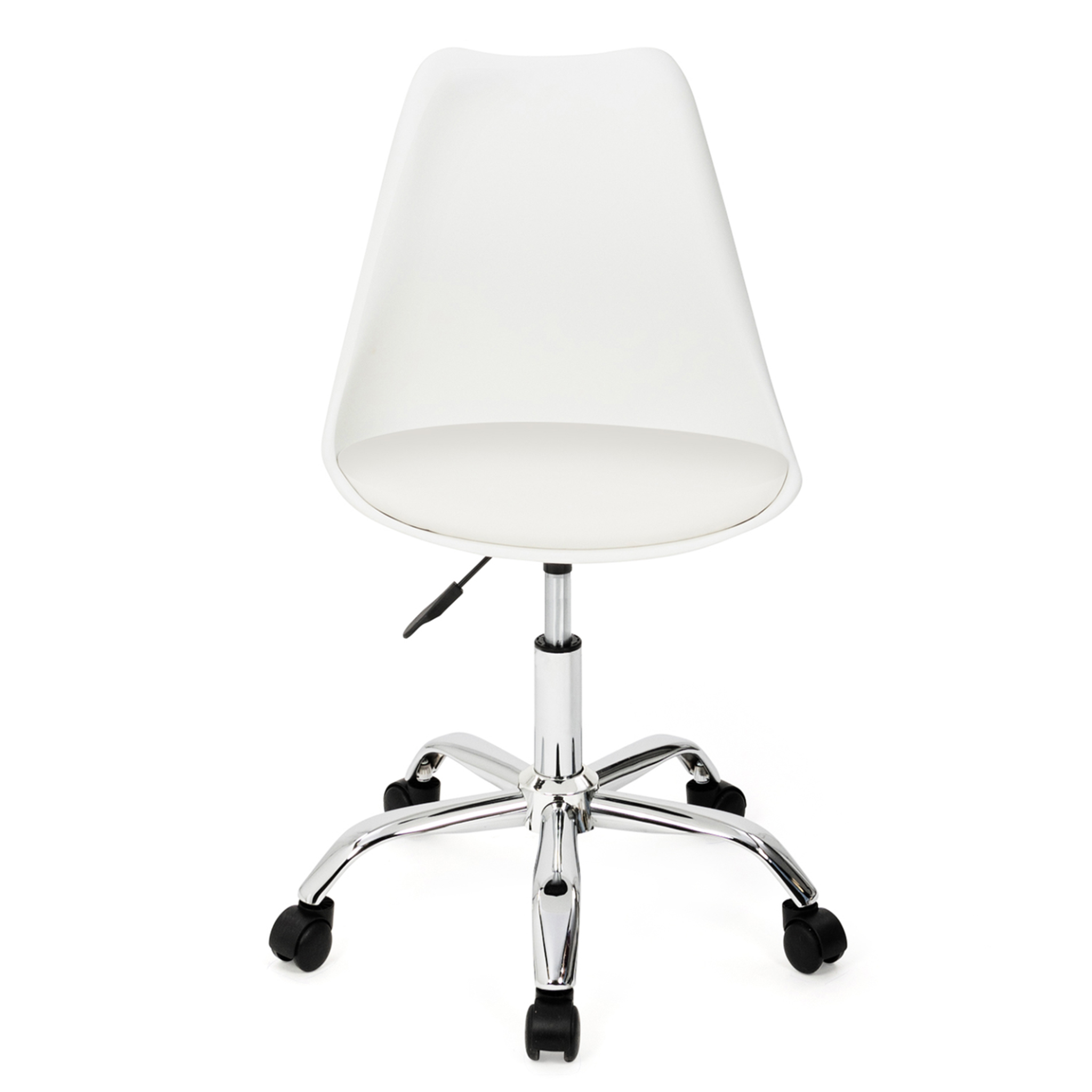 Voir la diapositive 3 : ID MARKET Chaise de bureau scandinave sara blanche à roulettes