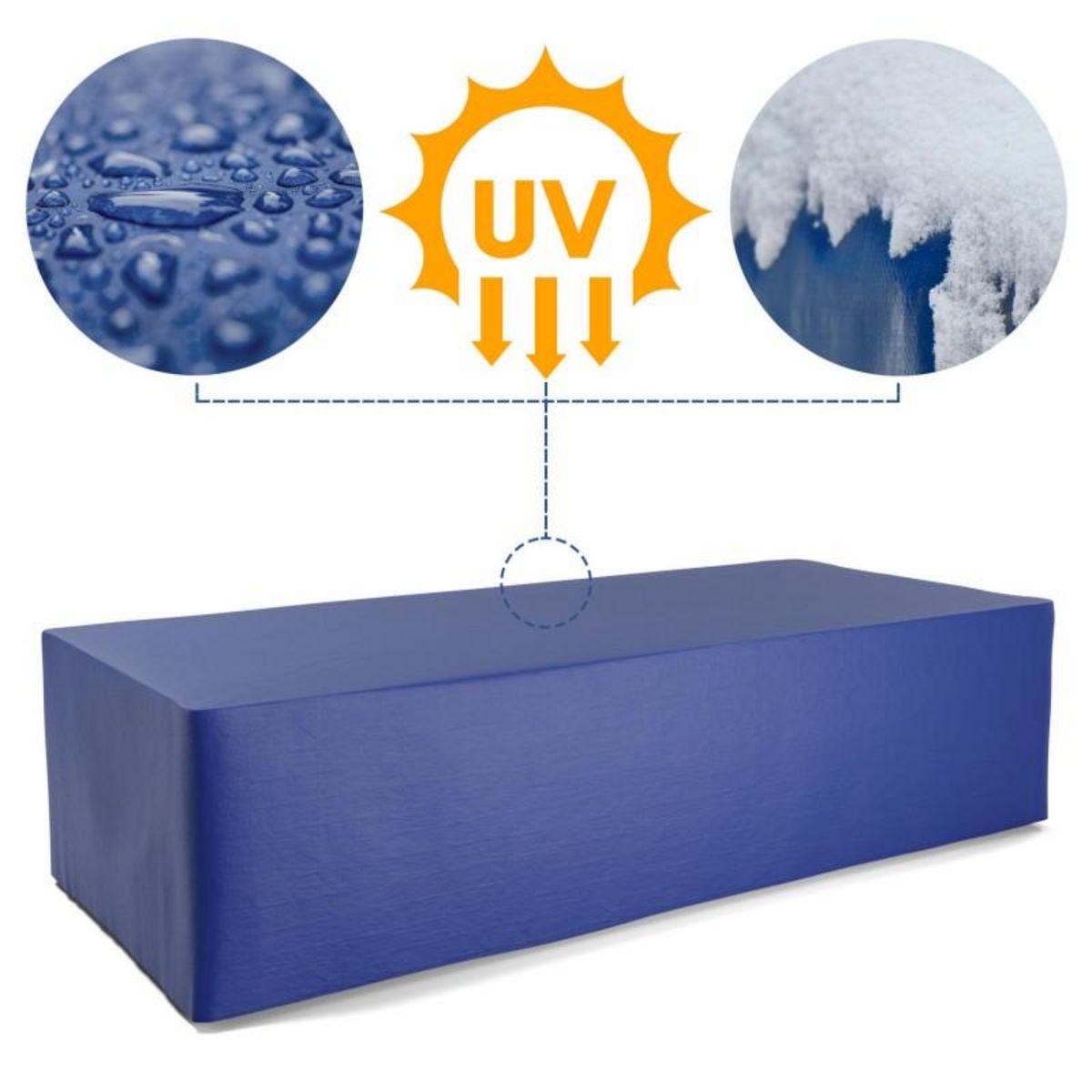 BLUMIE Housse de protection extérieure pour table rectangulaire 280x120x74 cm- Ultra résistant