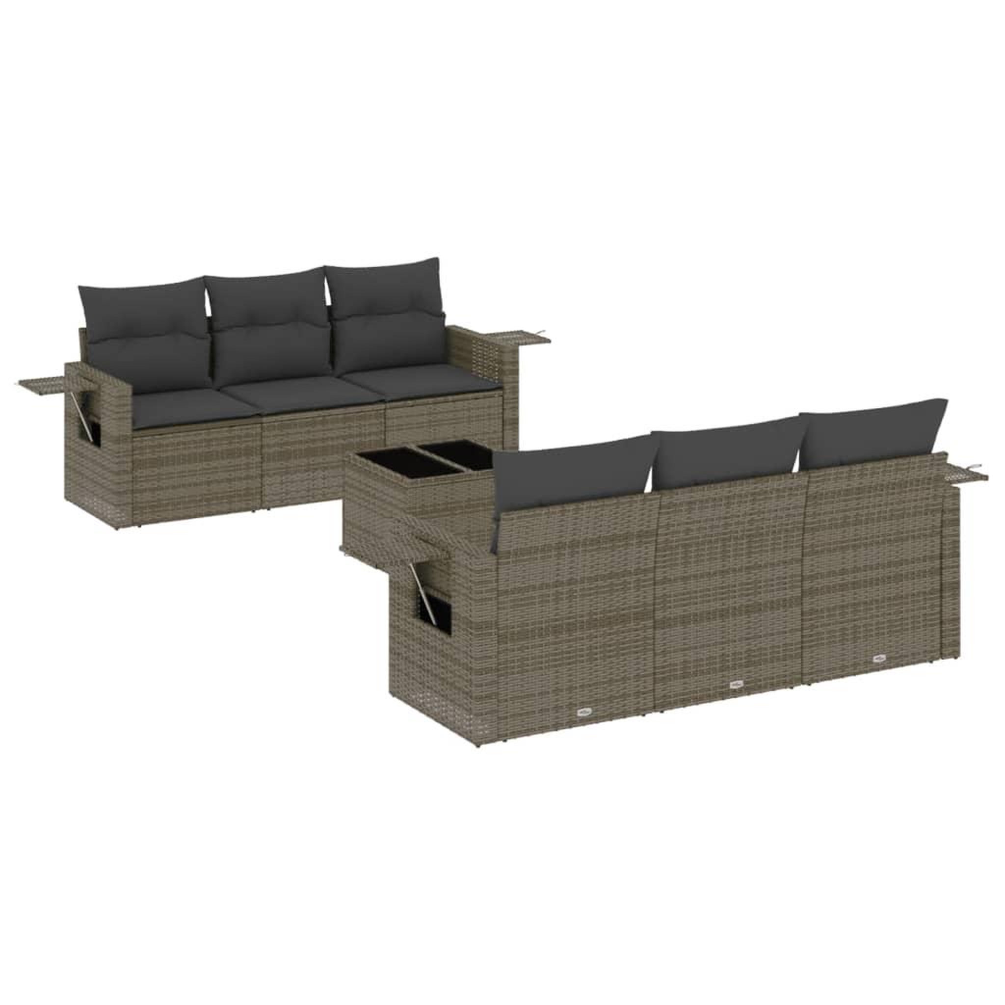 Voir la diapositive 2 : VIDAXL Salon de jardin avec coussins 7 pcs gris resine tressee