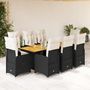 Voir la diapositive 1 : VIDAXL Ensemble de bistro de jardin 9 pcs coussins noir poly rotin