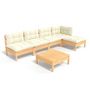 Voir la diapositive 2 : VIDAXL Salon de jardin 6 pcs avec coussins creme bois de pin