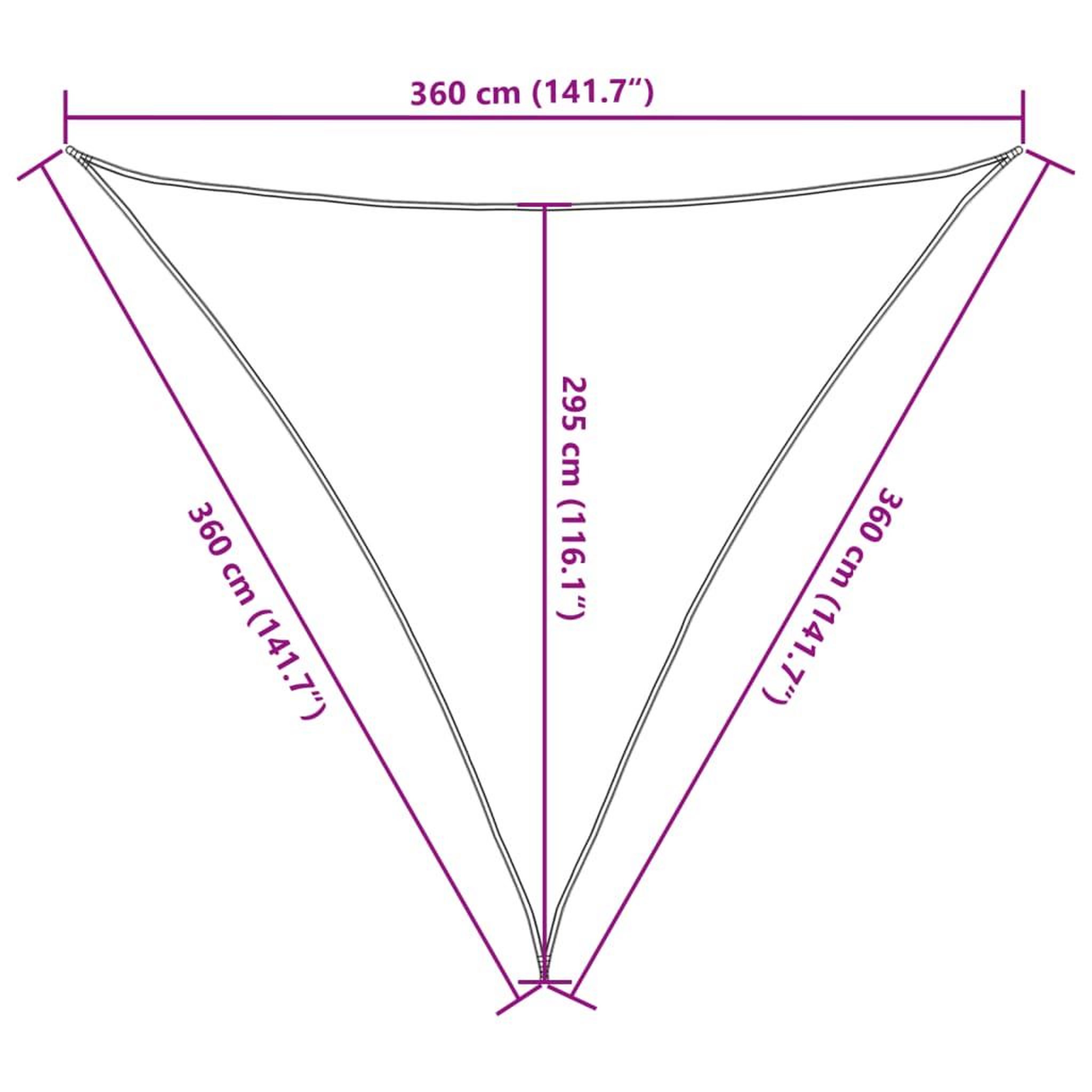 Voir la diapositive 6 : VIDAXL Parasol en PEHD triangulaire 3,6 x 3,6 x 3,6 m Anthracite