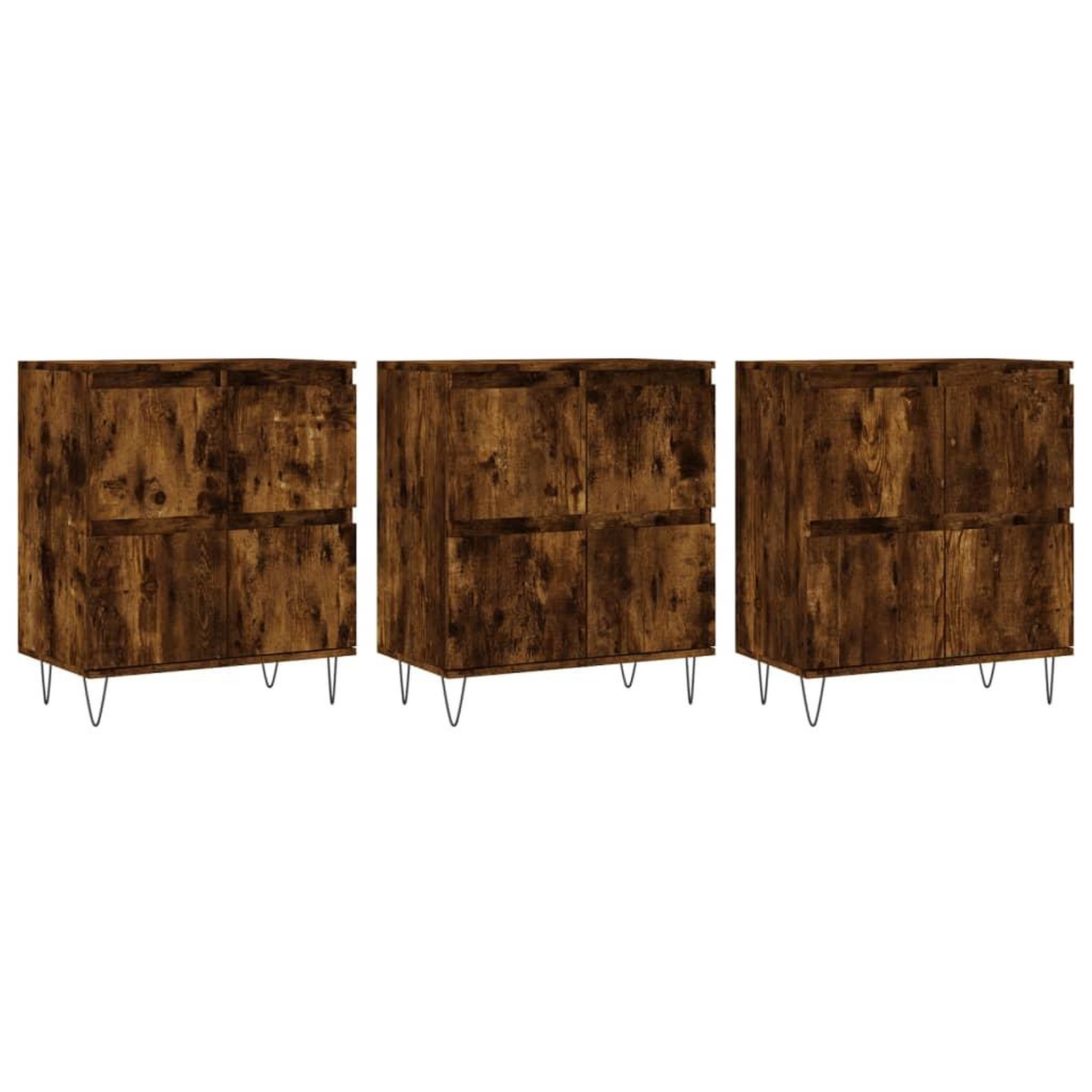 Voir la diapositive 2 : VIDAXL Buffets 3 pcs Chene fume Bois d'ingenierie