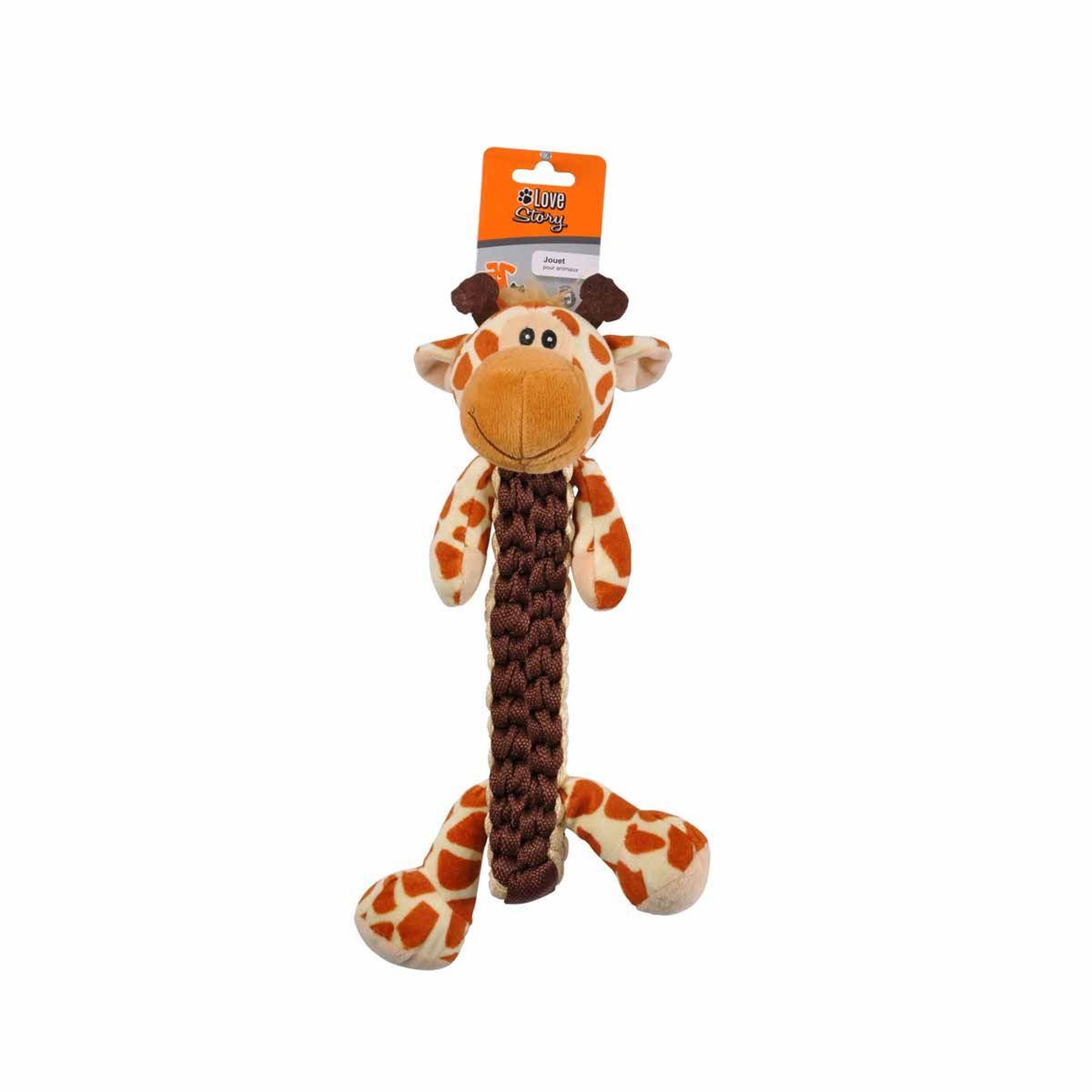 Voir la diapositive 2 : LOVE STORY Peluche pour chien  girafe  34cm marron